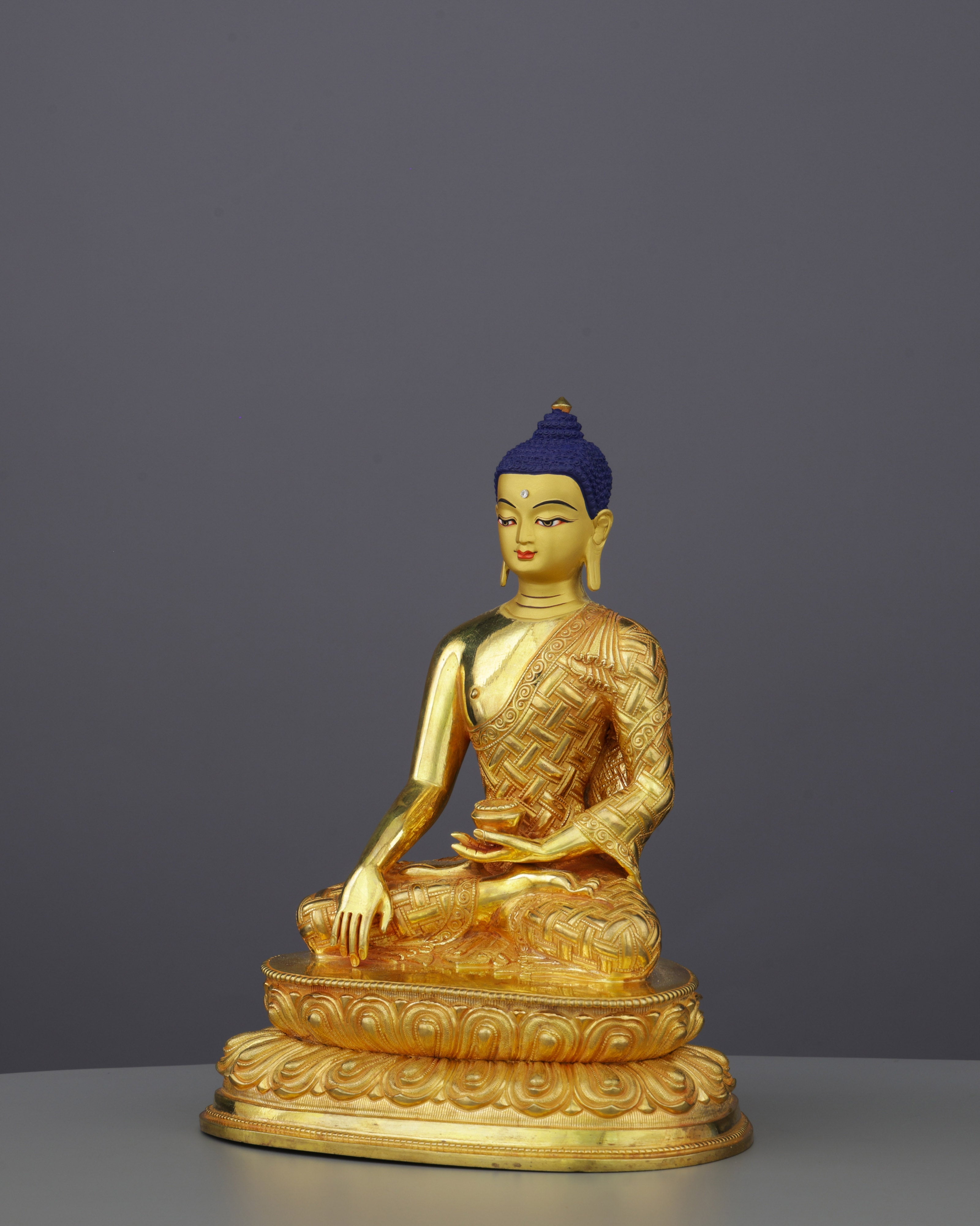 Radiant Enlightenment | Handcrafted Nepalese Sakyamuni Buddha Statue in 24K Gold