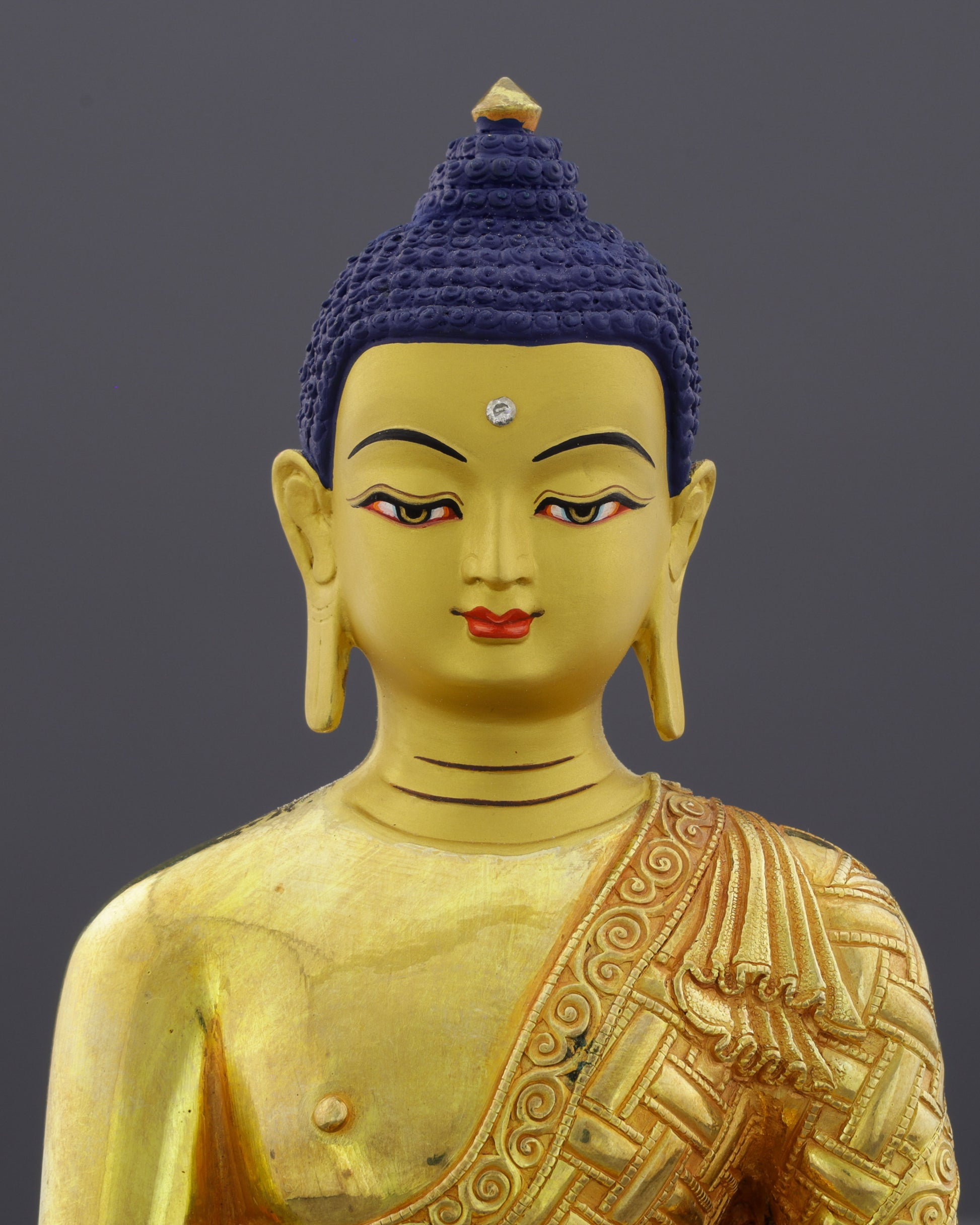 Radiant Enlightenment | Handcrafted Nepalese Sakyamuni Buddha Statue in 24K Gold - Authentic Handcrafted Statue