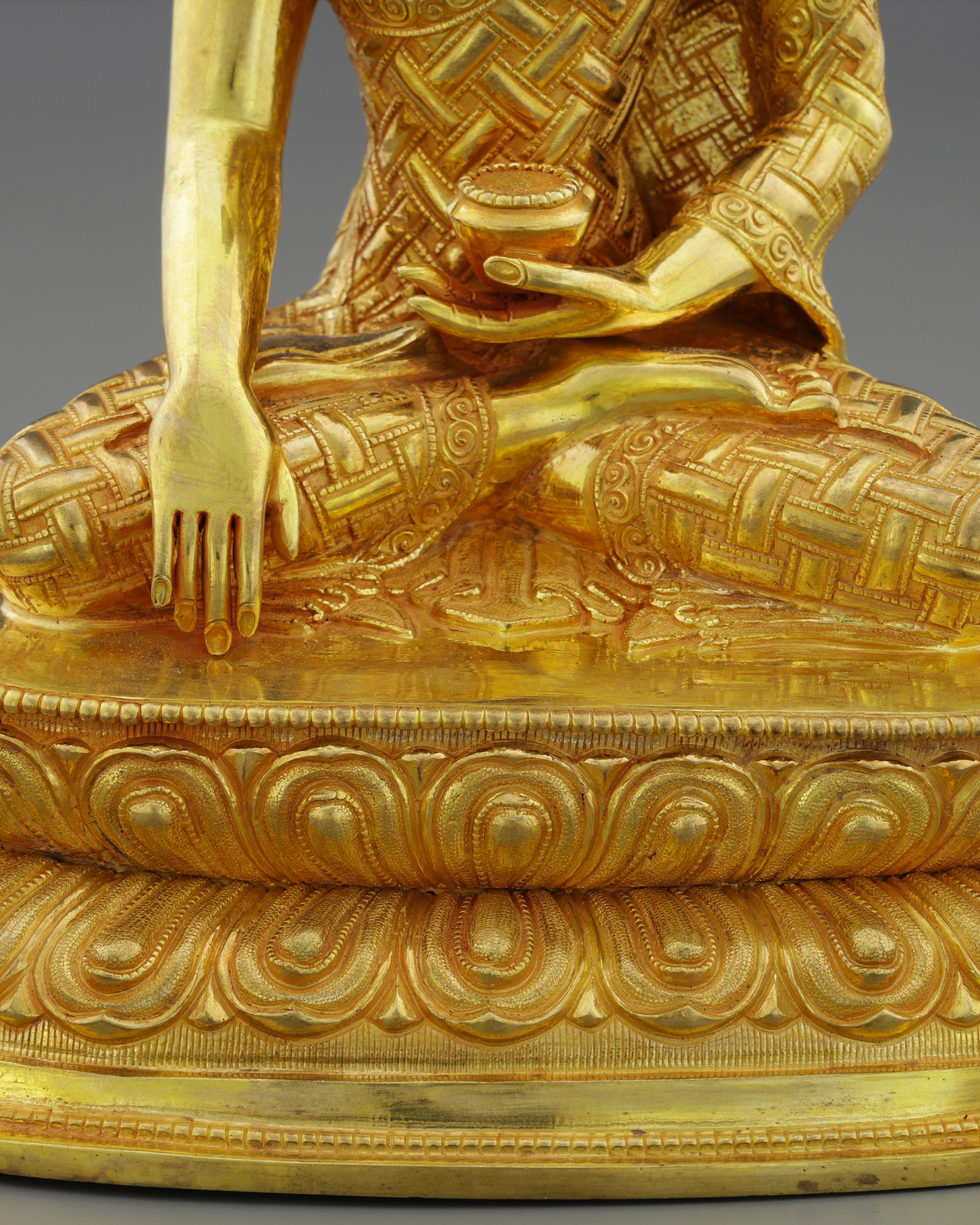 Radiant Enlightenment | Handcrafted Nepalese Sakyamuni Buddha Statue in 24K Gold