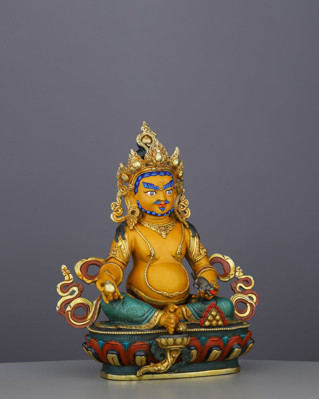 Divine Abundance | Vibrant Nepalese Dzambhala Statue - Handcrafted Buddhist Statue - Authentic Sacred Art