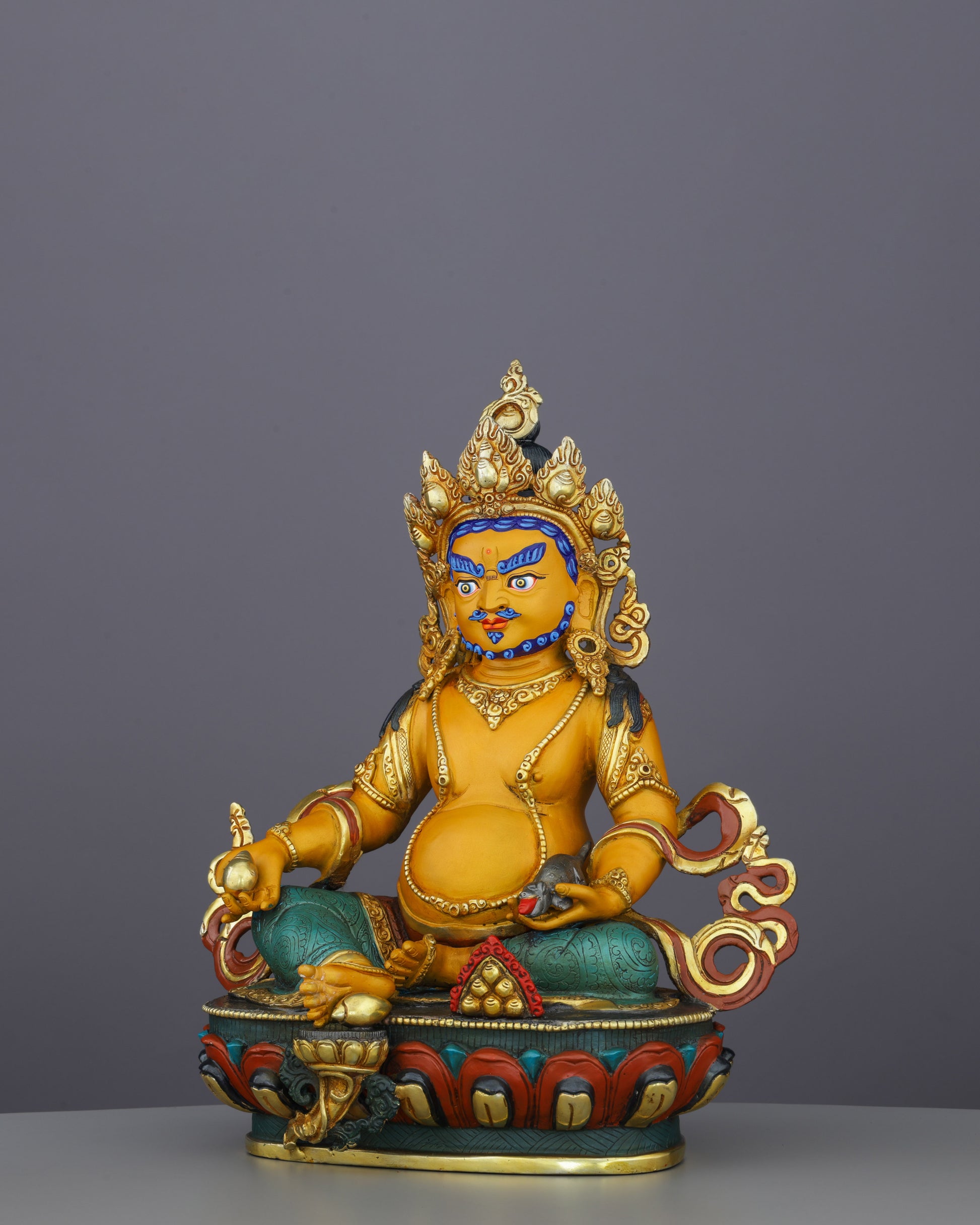 Divine Abundance | Vibrant Nepalese Dzambhala Statue - Authentic Handcrafted Statue