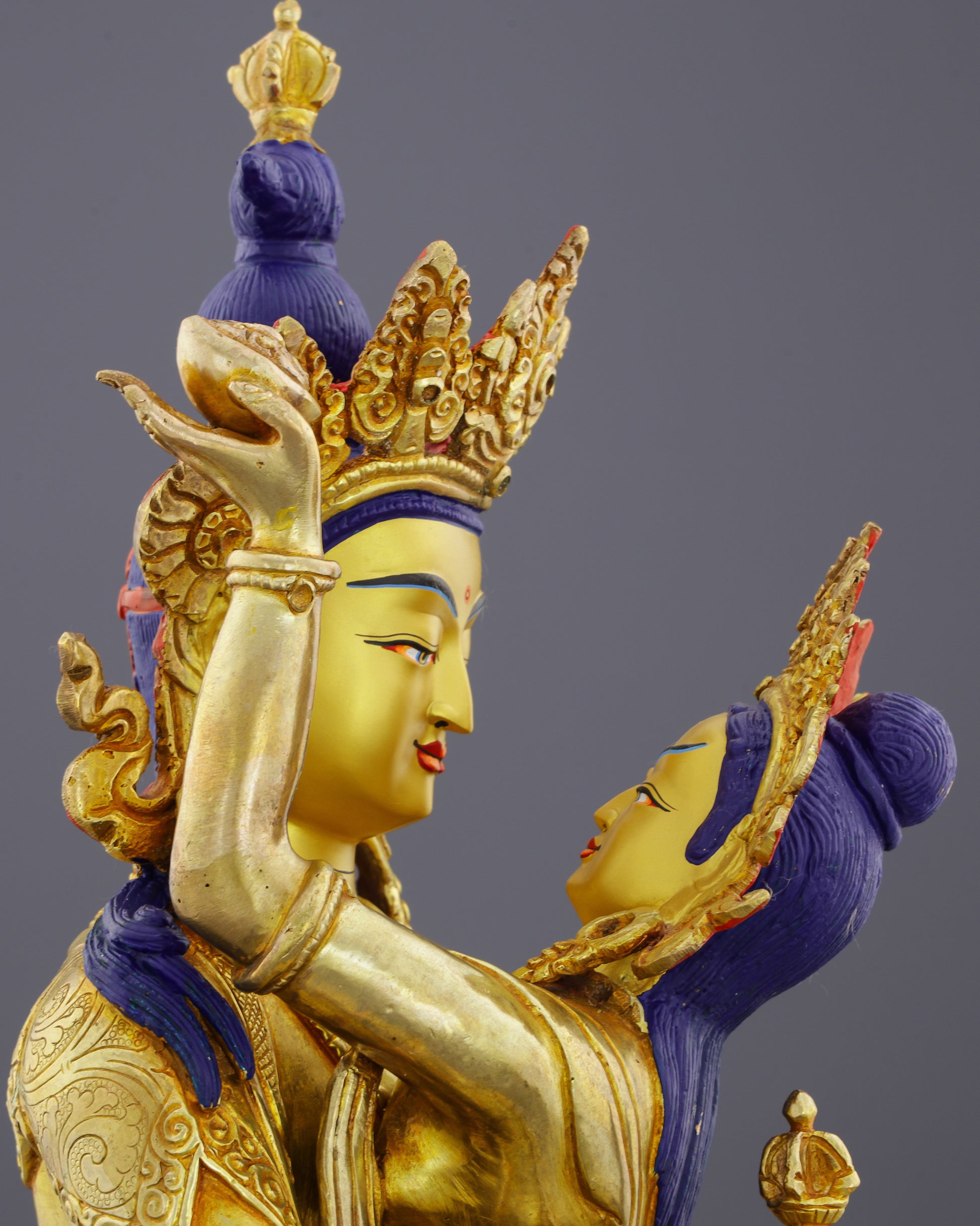 Purity Embodied | Magnificent 24K Gold Vajrasattva Shakti Statue from Nepal - Authentic Handcrafted Statue