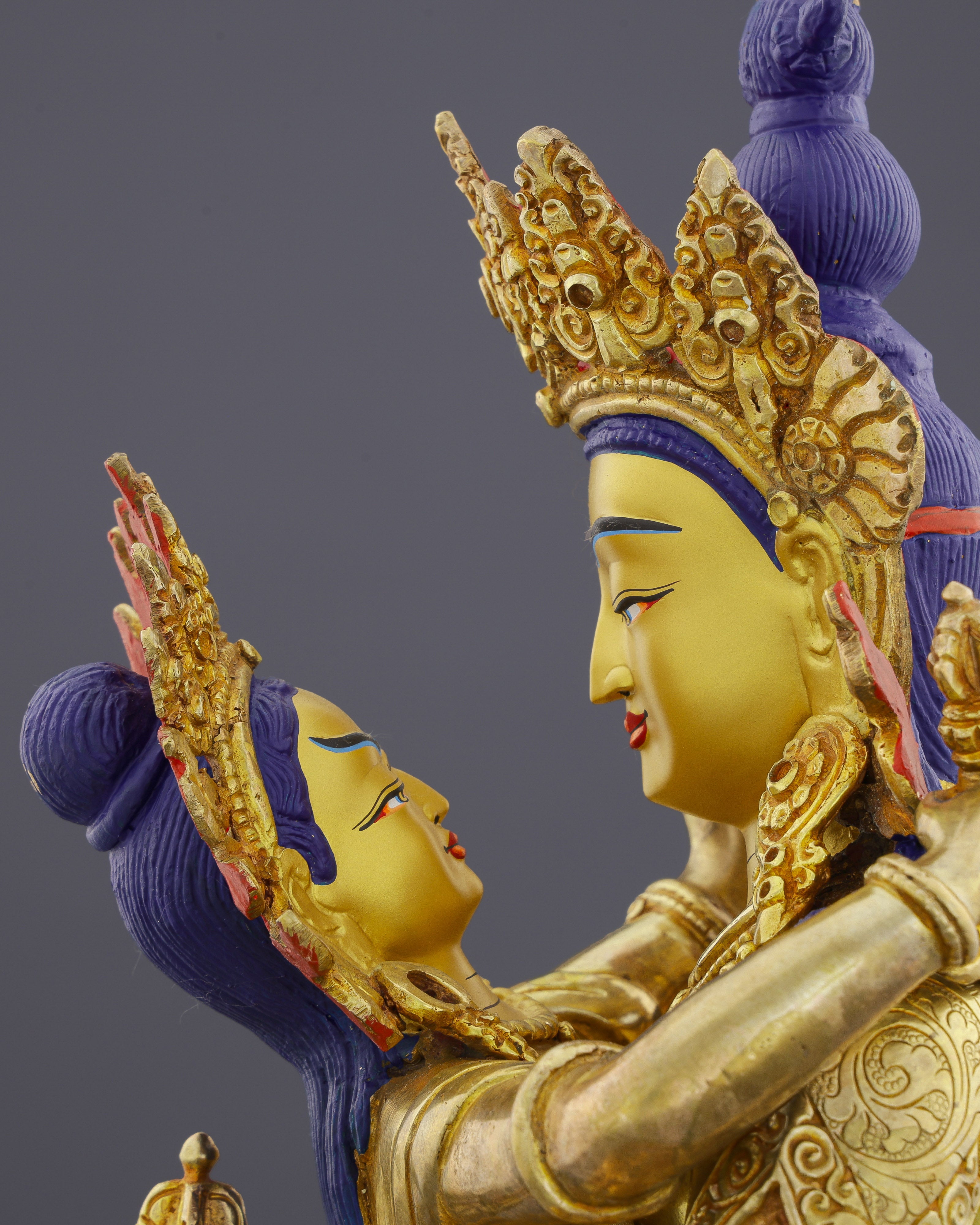 Purity Embodied | Magnificent 24K Gold Vajrasattva Shakti Statue from Nepal