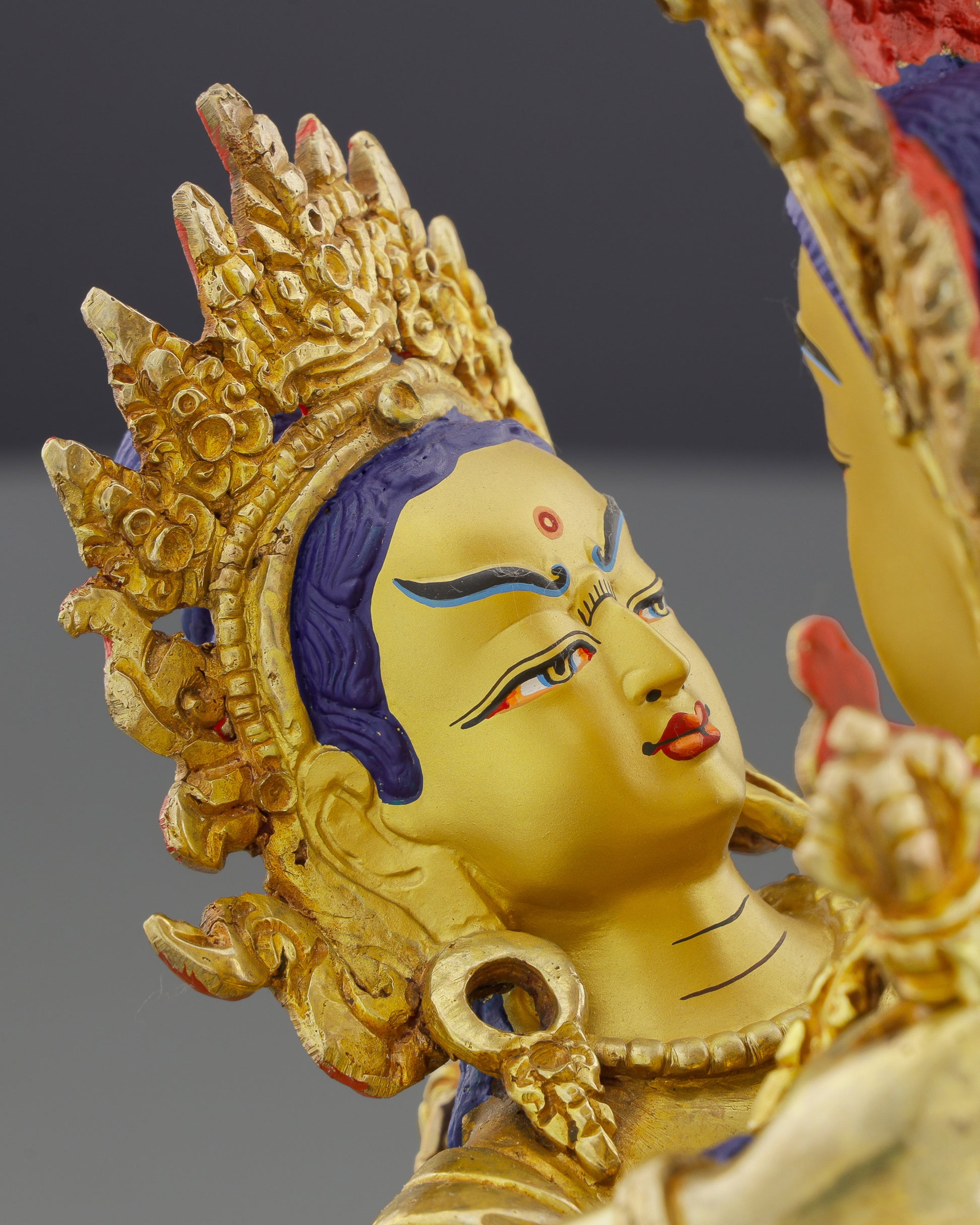 Purity Embodied | Magnificent 24K Gold Vajrasattva Shakti Statue from Nepal - Authentic Handcrafted Statue