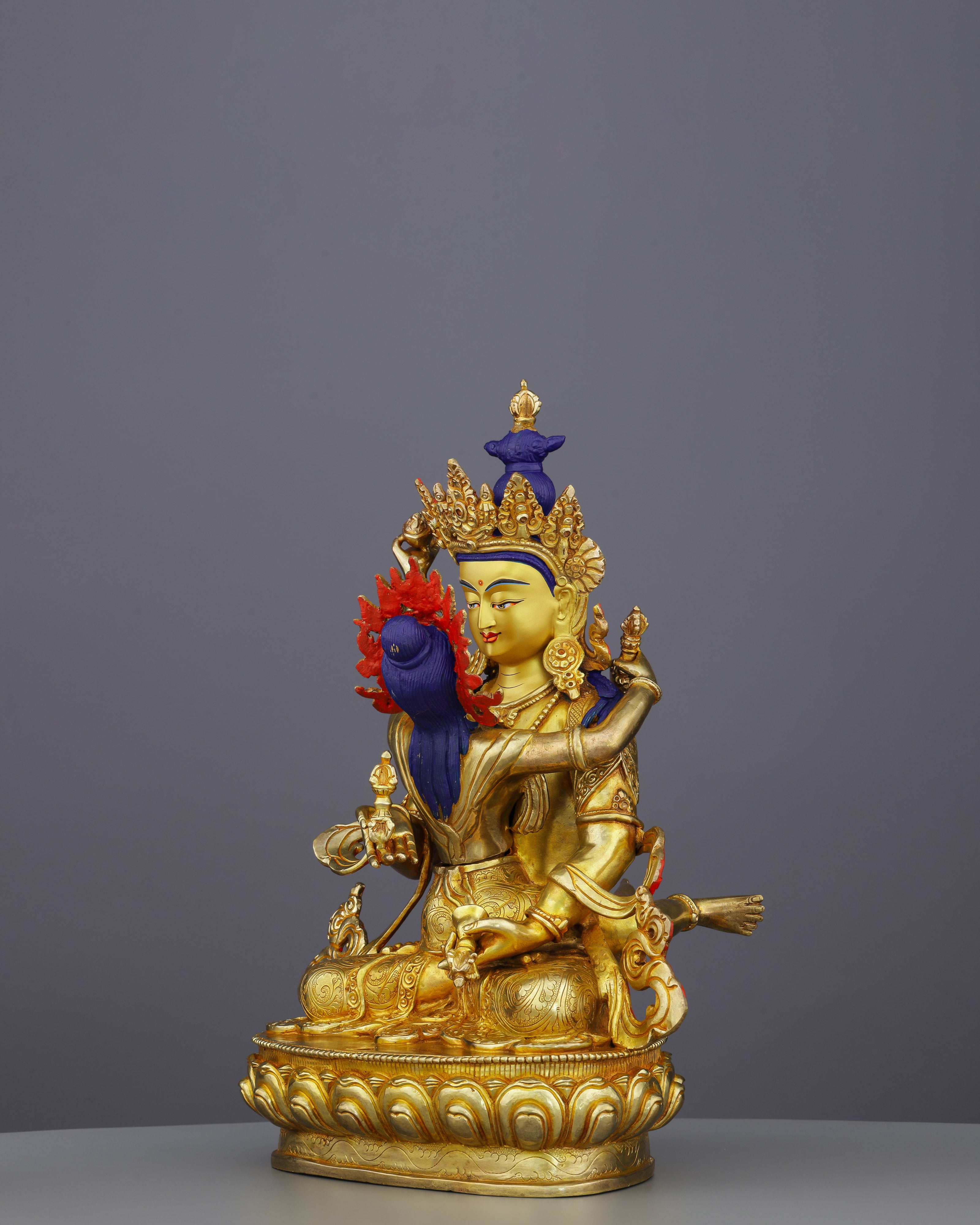 Purity Embodied | Magnificent 24K Gold Vajrasattva Shakti Statue from Nepal