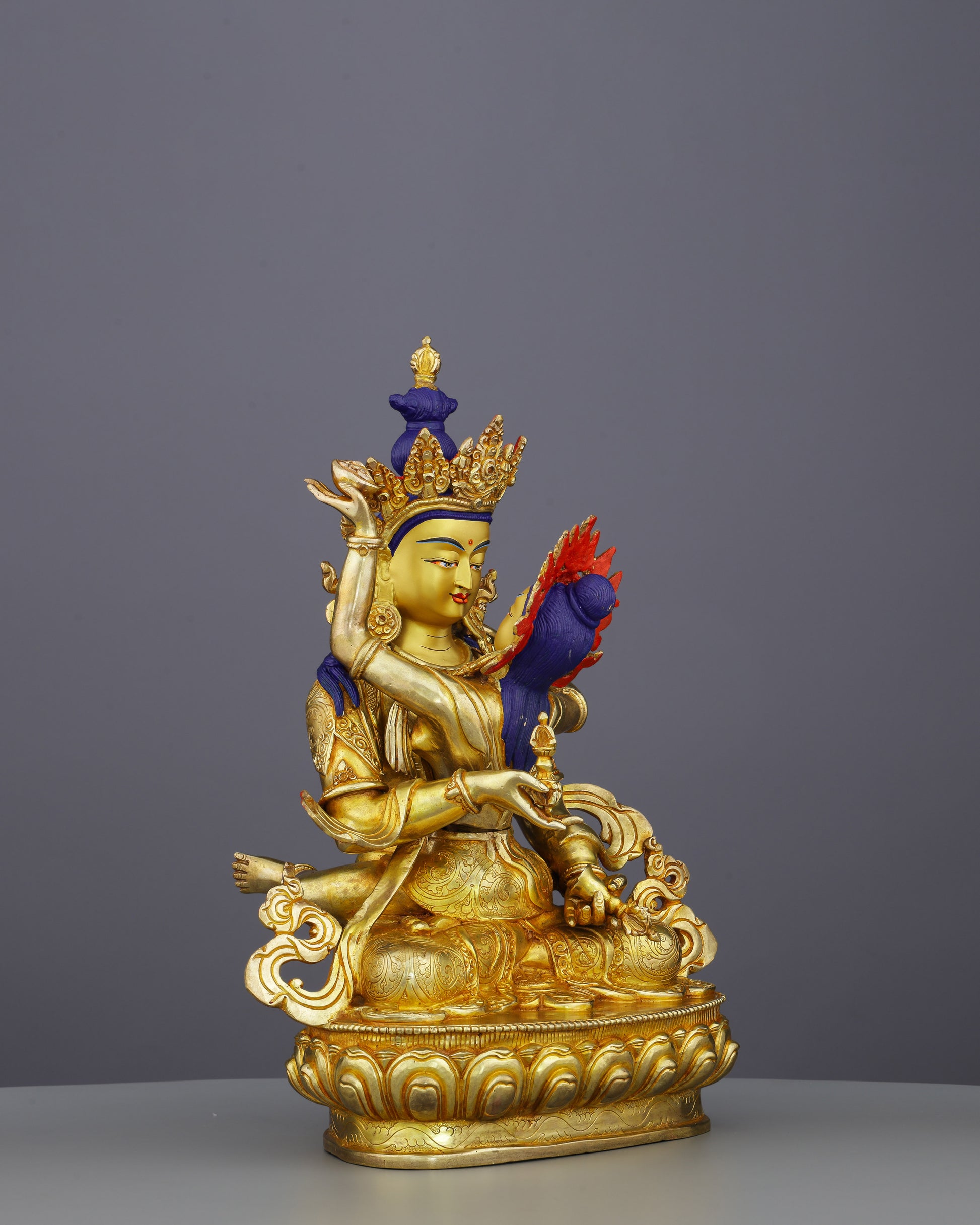 Purity Embodied | Magnificent 24K Gold Vajrasattva Shakti Statue from Nepal - Authentic Handcrafted Statue