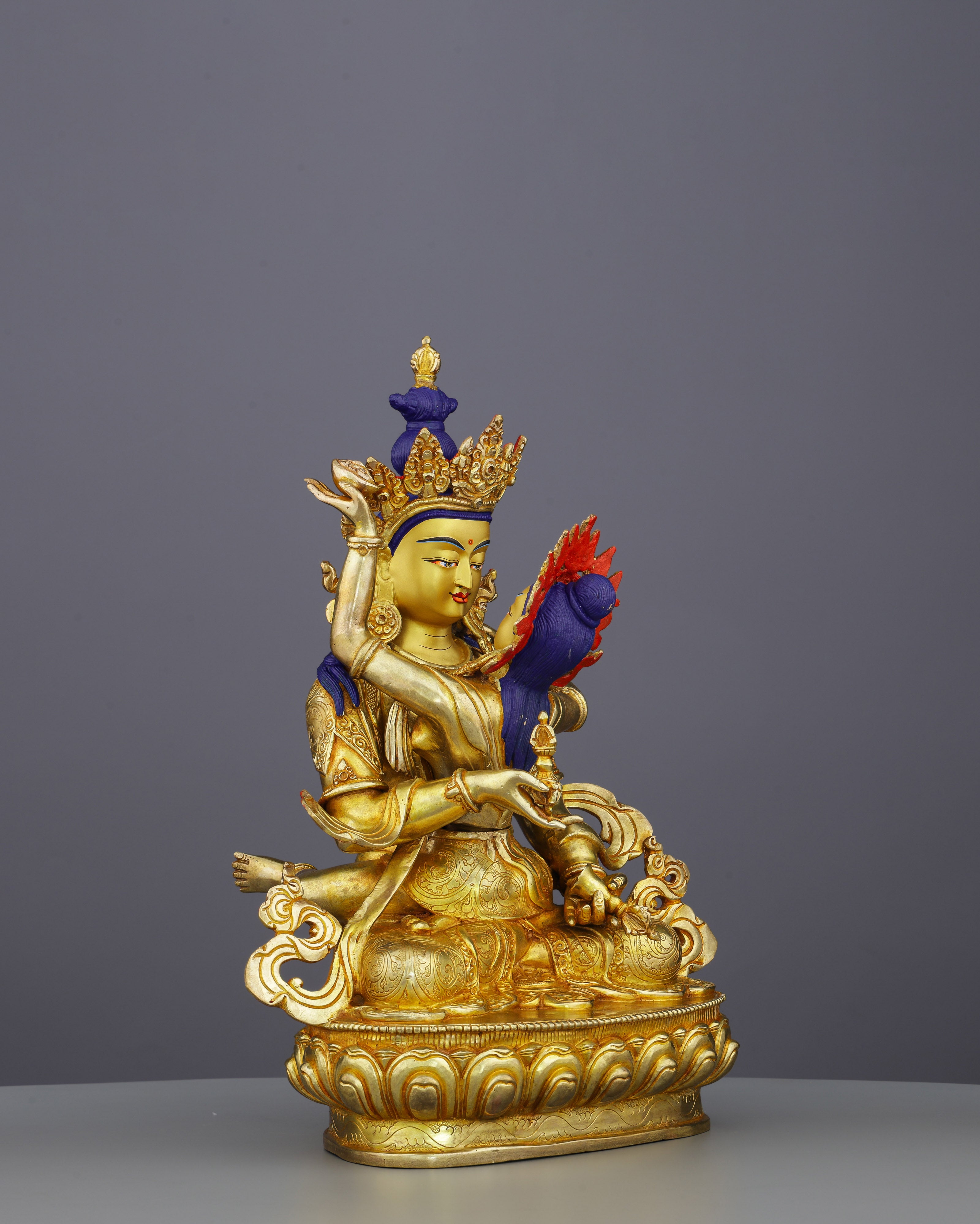 Purity Embodied | Magnificent 24K Gold Vajrasattva Shakti Statue from Nepal