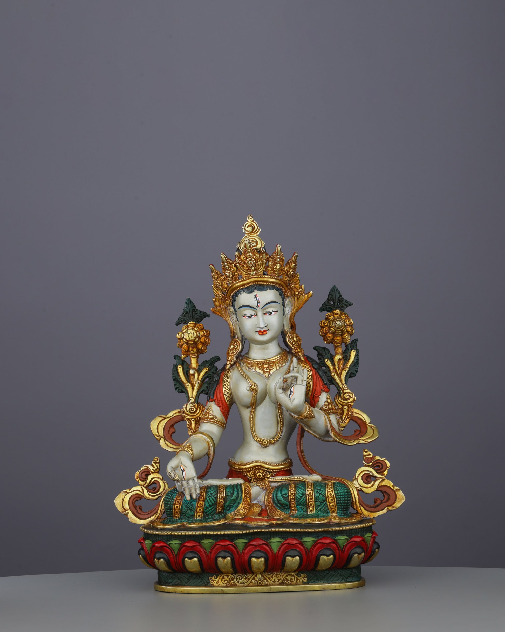 Eternal Compassion | Exquisite Nepalese White Tara Statue with Seven Eyes - Authentic Handcrafted Statue