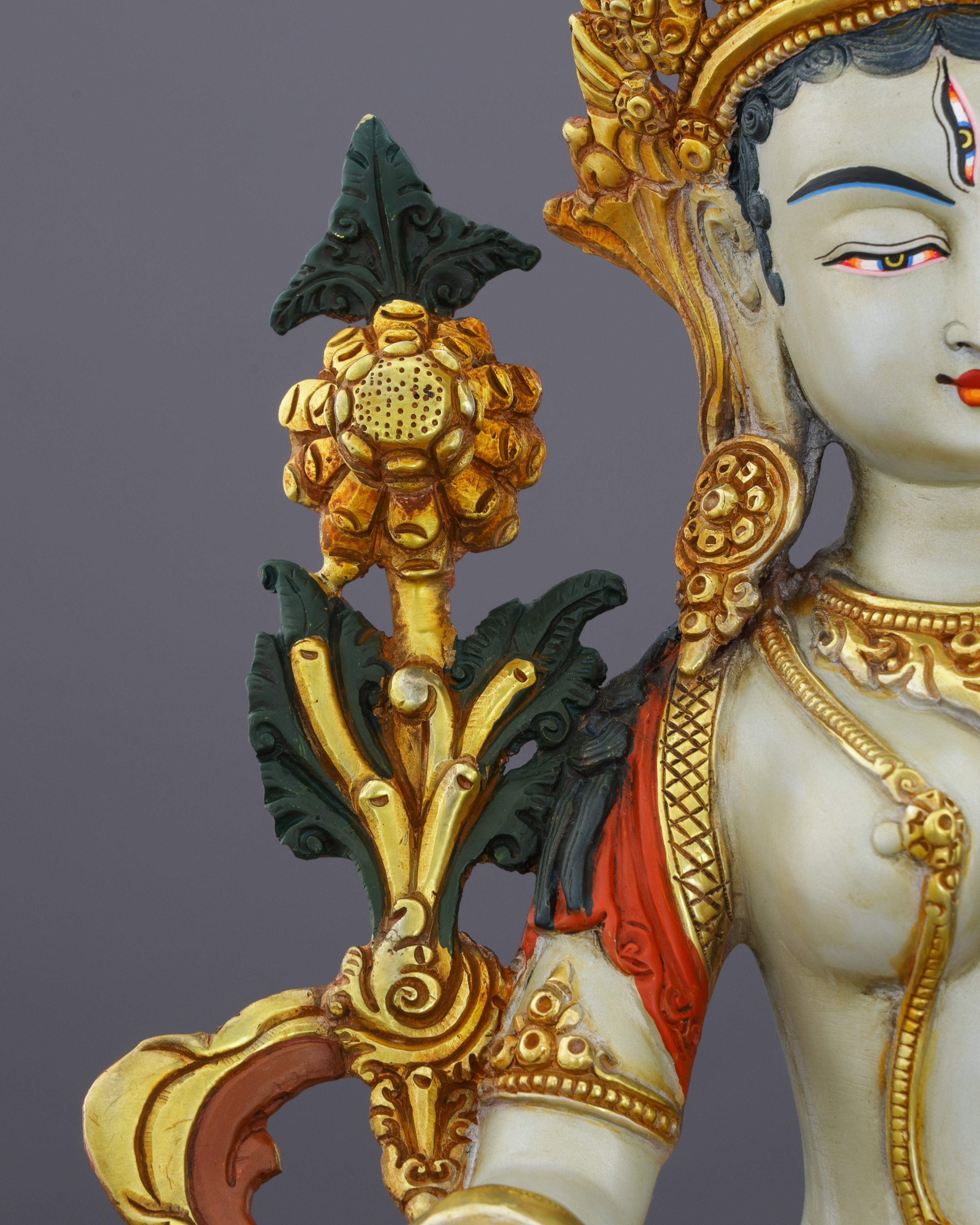 Eternal Compassion | Exquisite Nepalese White Tara Statue with Seven Eyes