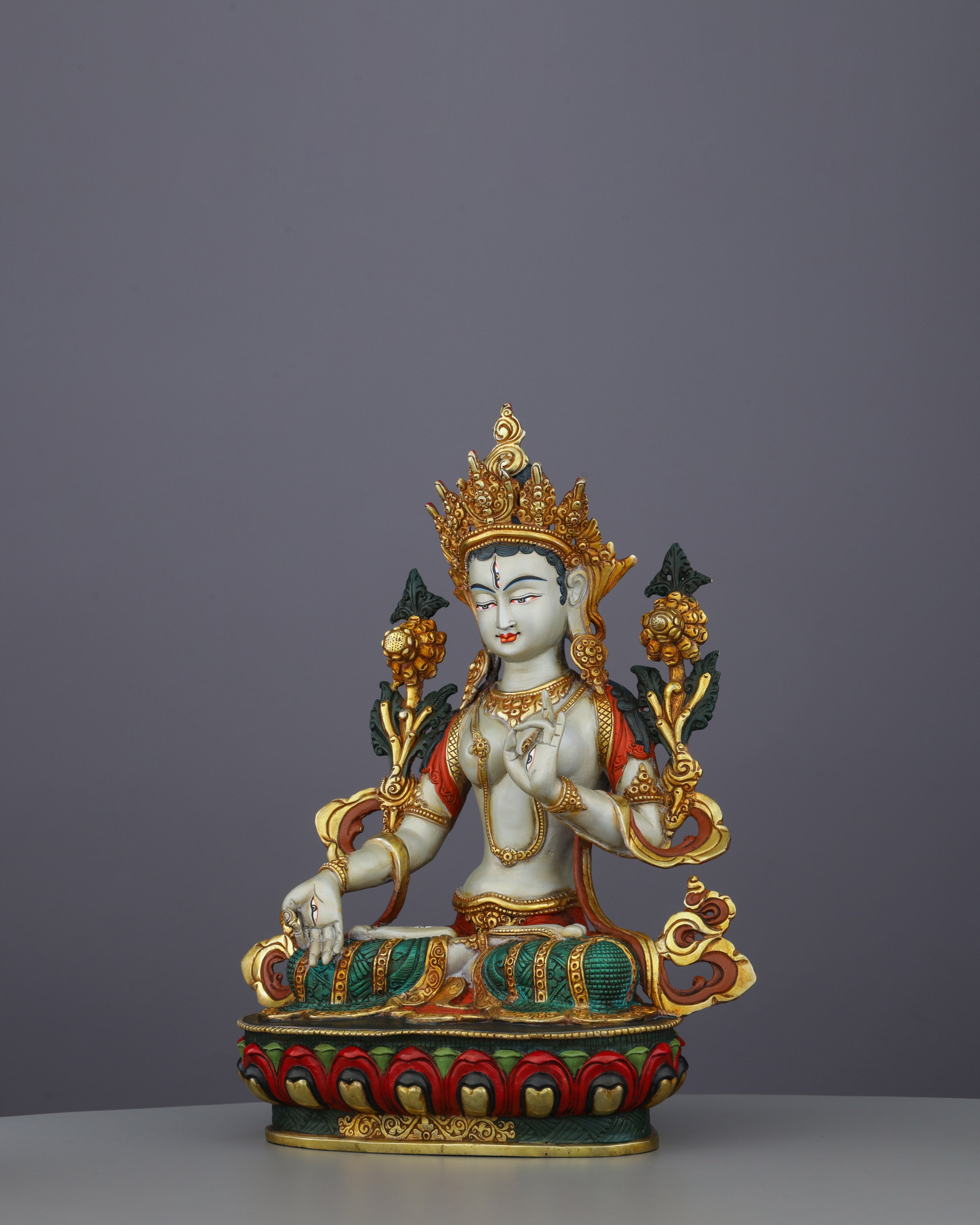 Eternal Compassion | Exquisite Nepalese White Tara Statue with Seven Eyes