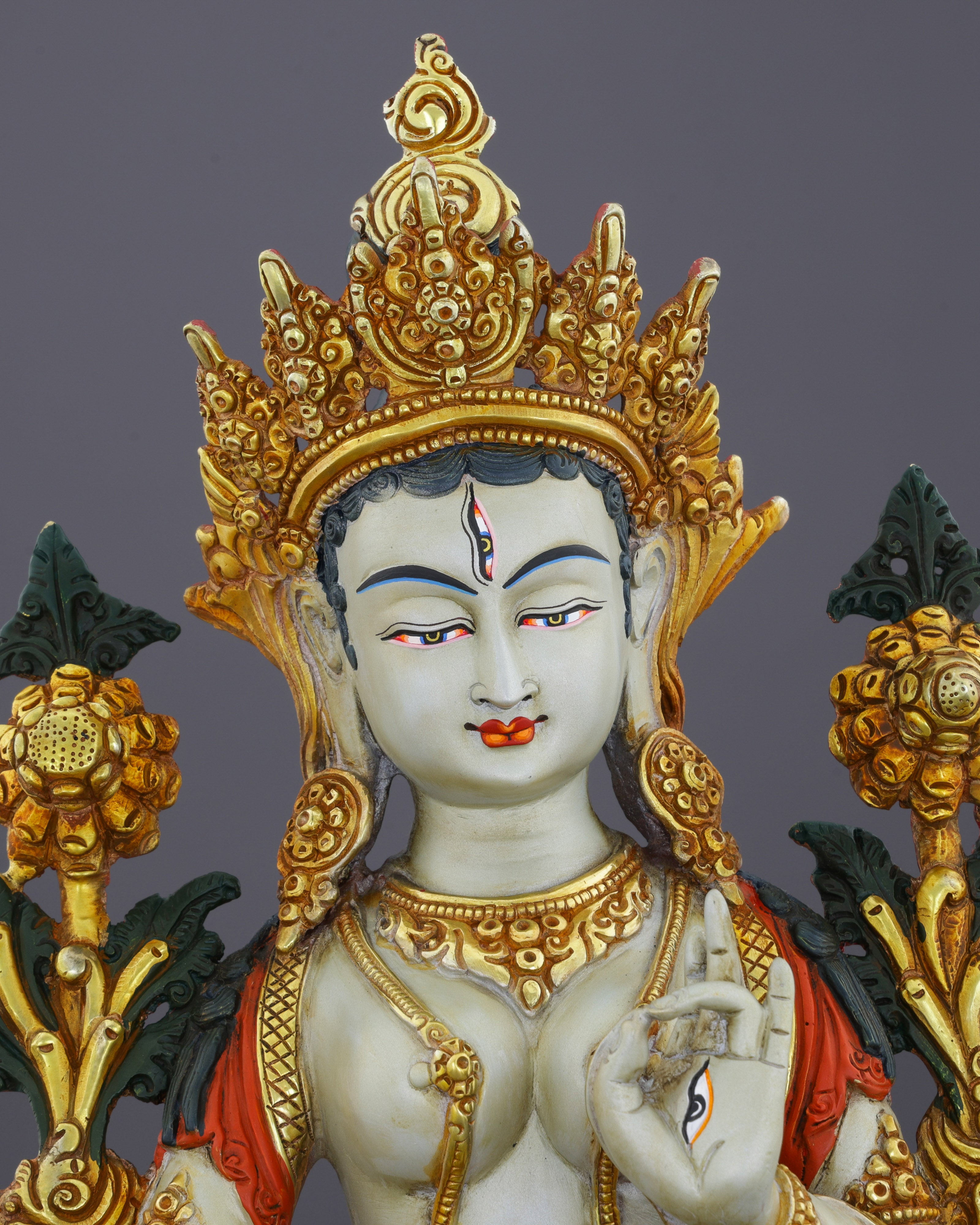 Eternal Compassion | Exquisite Nepalese White Tara Statue with Seven Eyes