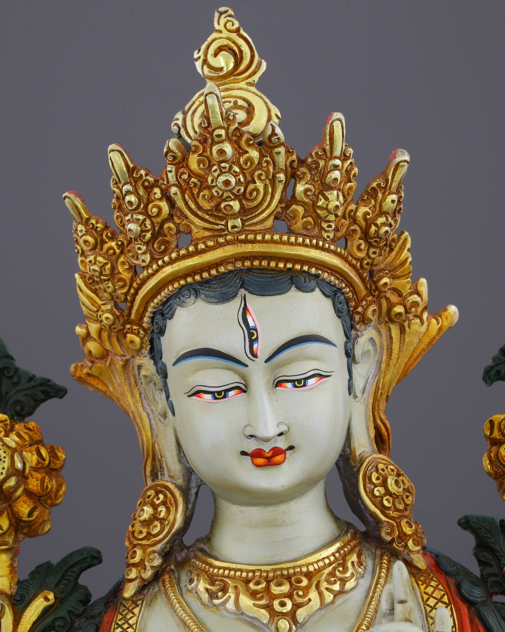 Eternal Compassion | Exquisite Nepalese White Tara Statue with Seven Eyes - Authentic Handcrafted Statue