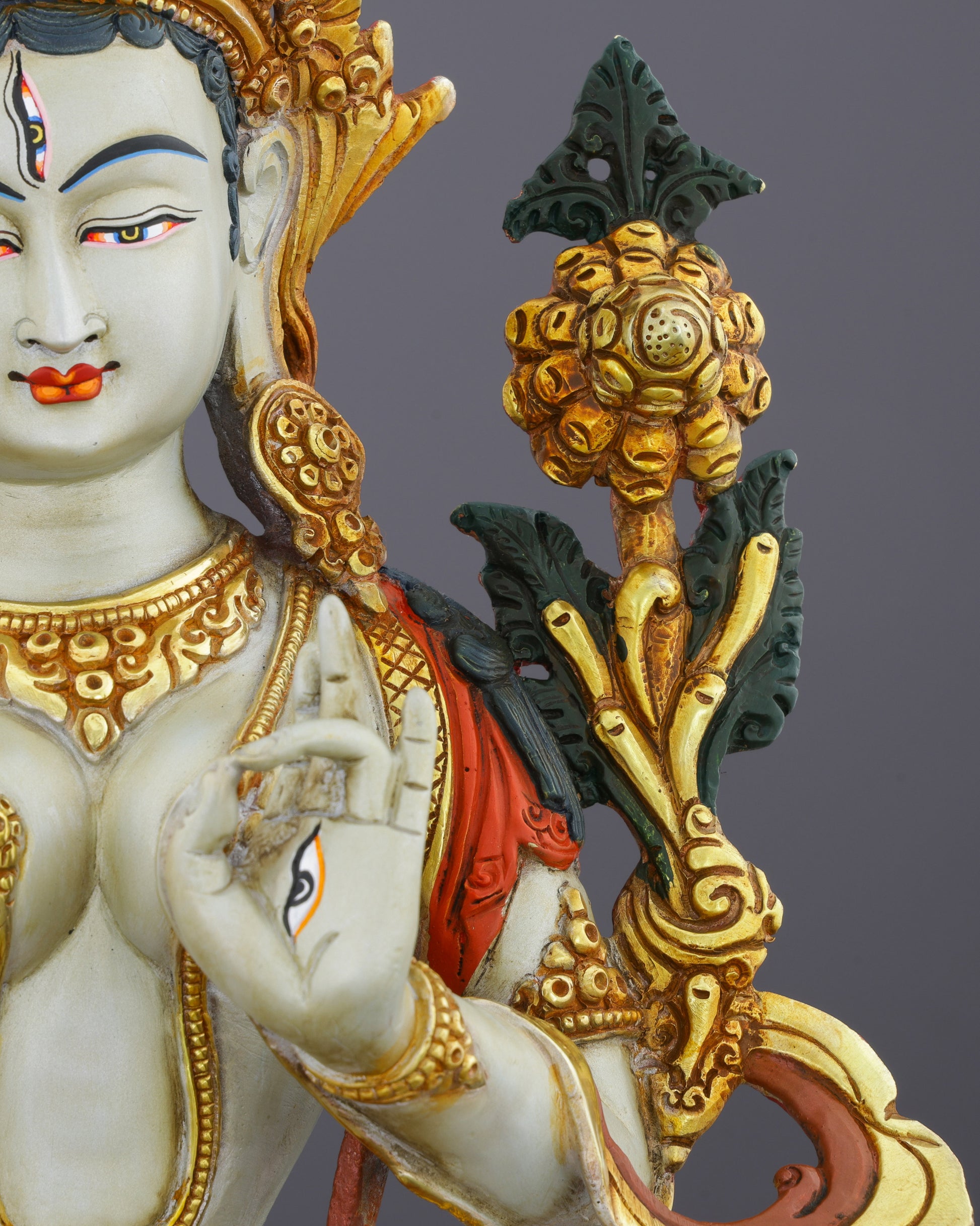 Eternal Compassion | Exquisite Nepalese White Tara Statue with Seven Eyes - Authentic Handcrafted Statue