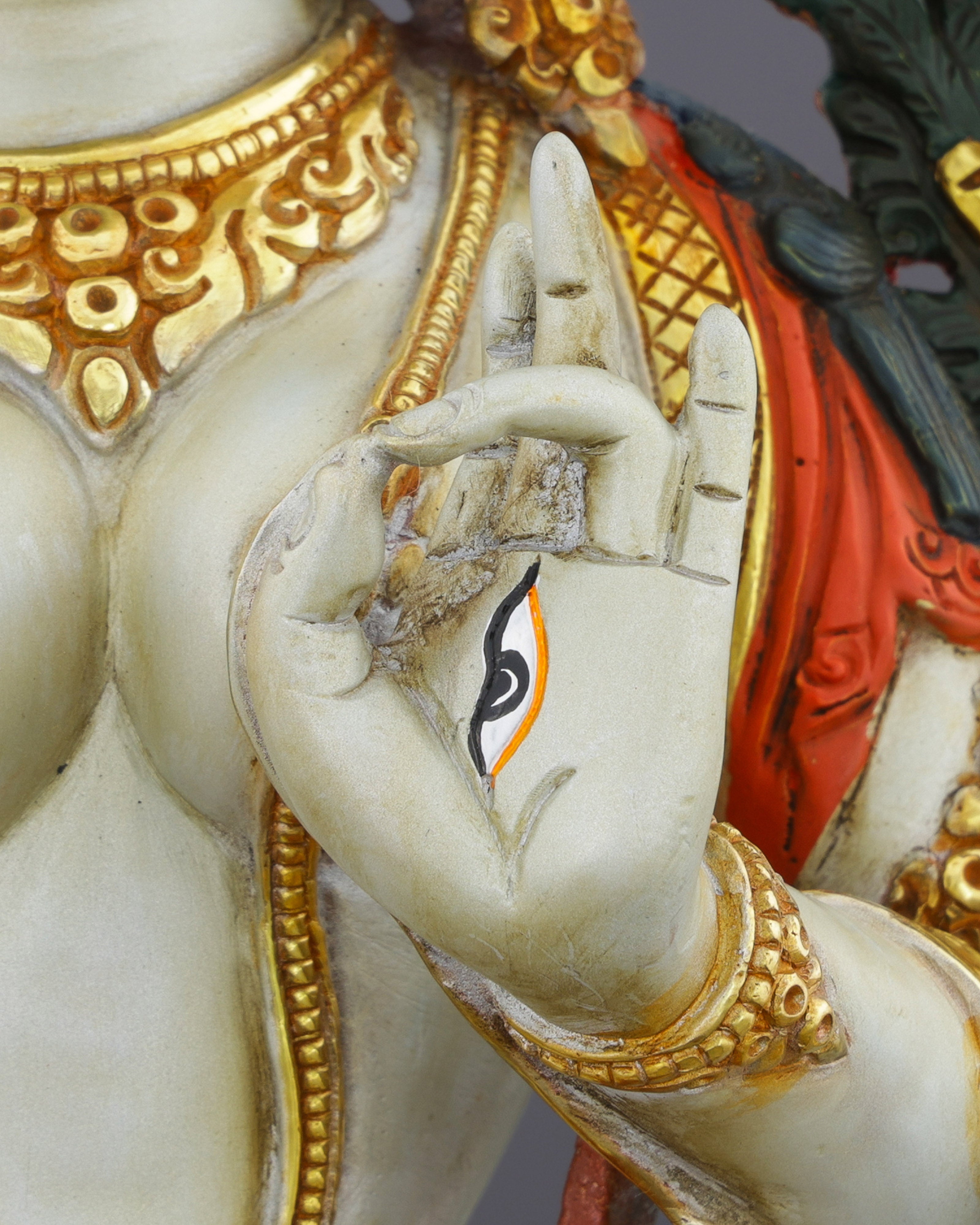 Eternal Compassion | Exquisite Nepalese White Tara Statue with Seven Eyes