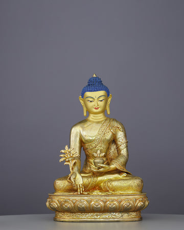 Healing Radiance | Exquisite 24K Gold Medicine Buddha Statue