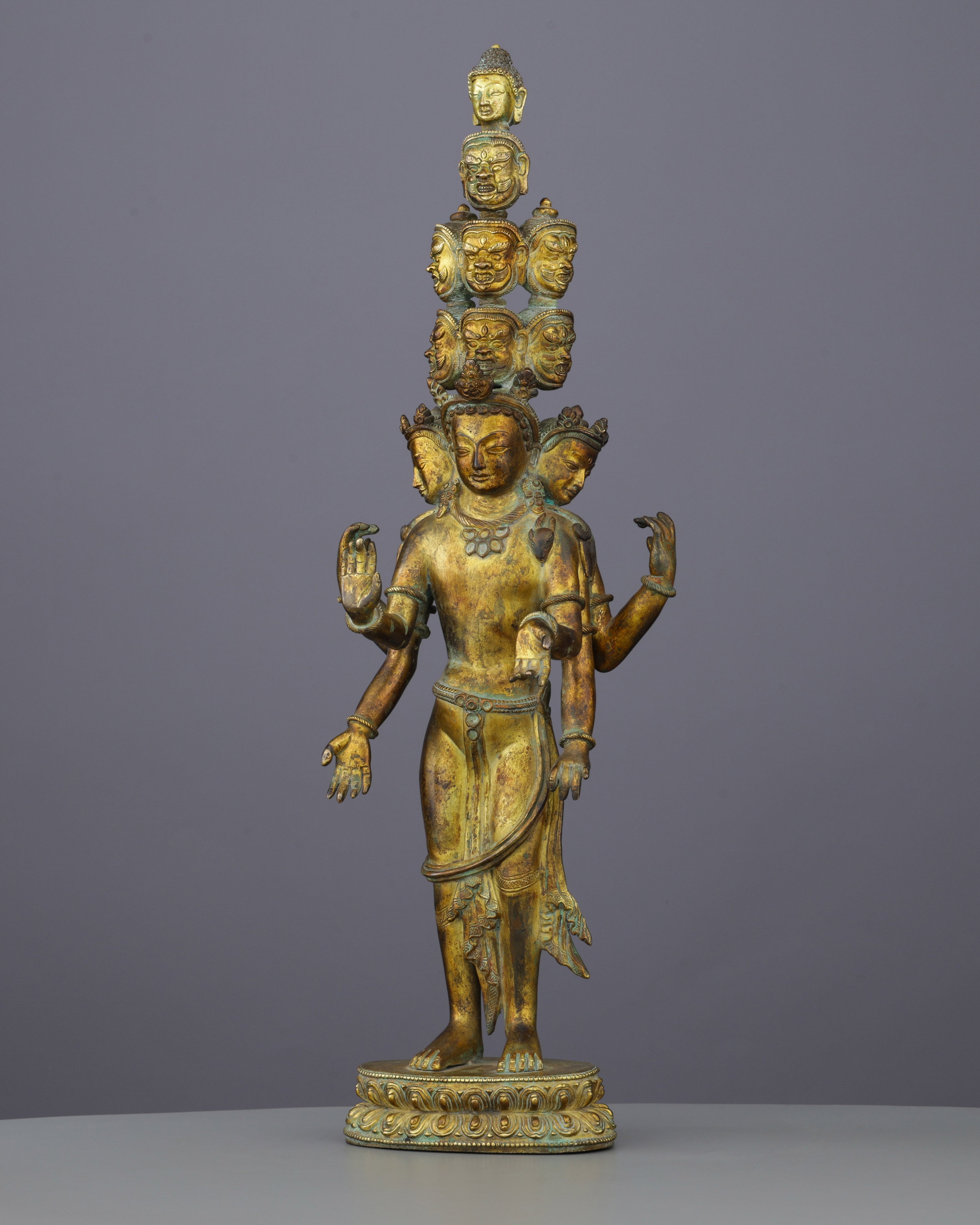 Eleven-Faced Compassion | The Magnificent Antique Ekadashi Lokheswor Statue