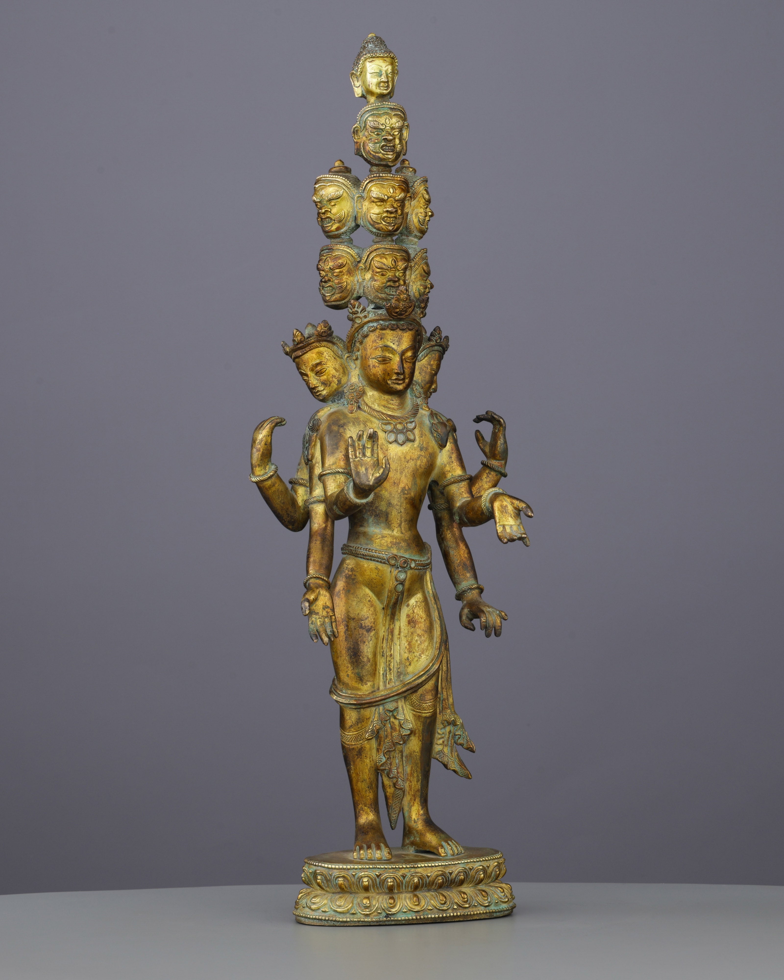 Eleven-Faced Compassion | The Magnificent Antique Ekadashi Lokheswor Statue