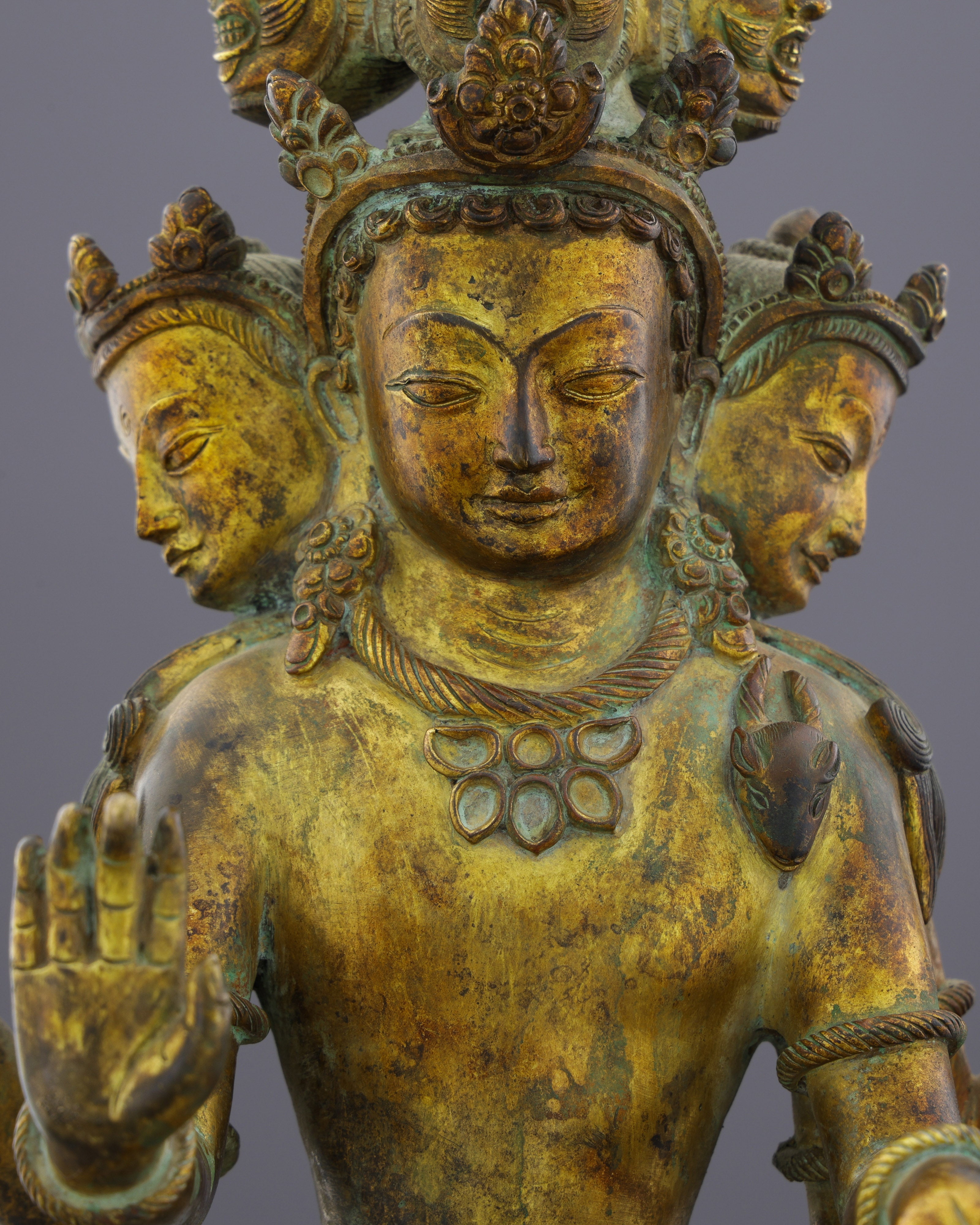 Eleven-Faced Compassion | The Magnificent Antique Ekadashi Lokheswor Statue