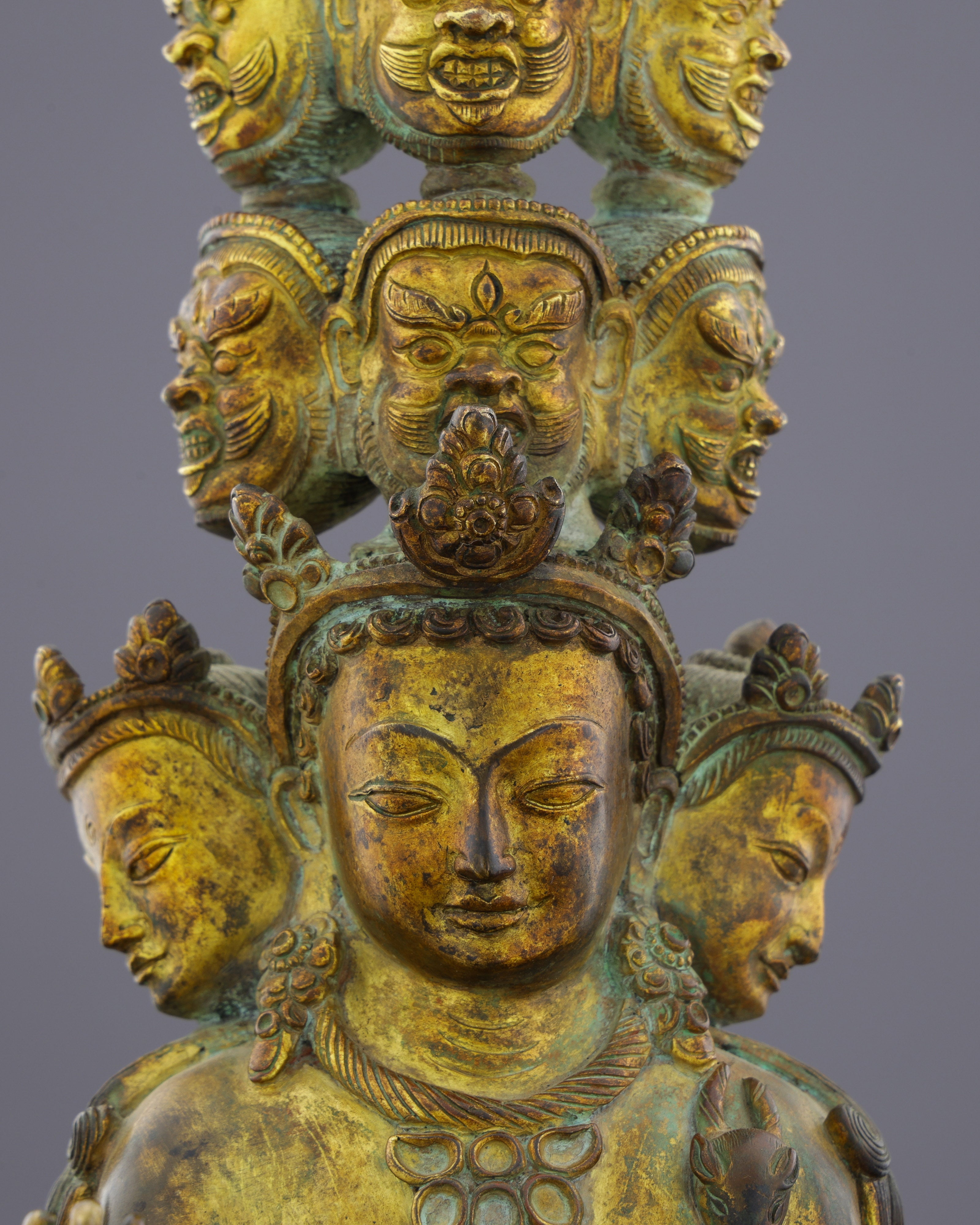 Eleven-Faced Compassion | The Magnificent Antique Ekadashi Lokheswor Statue