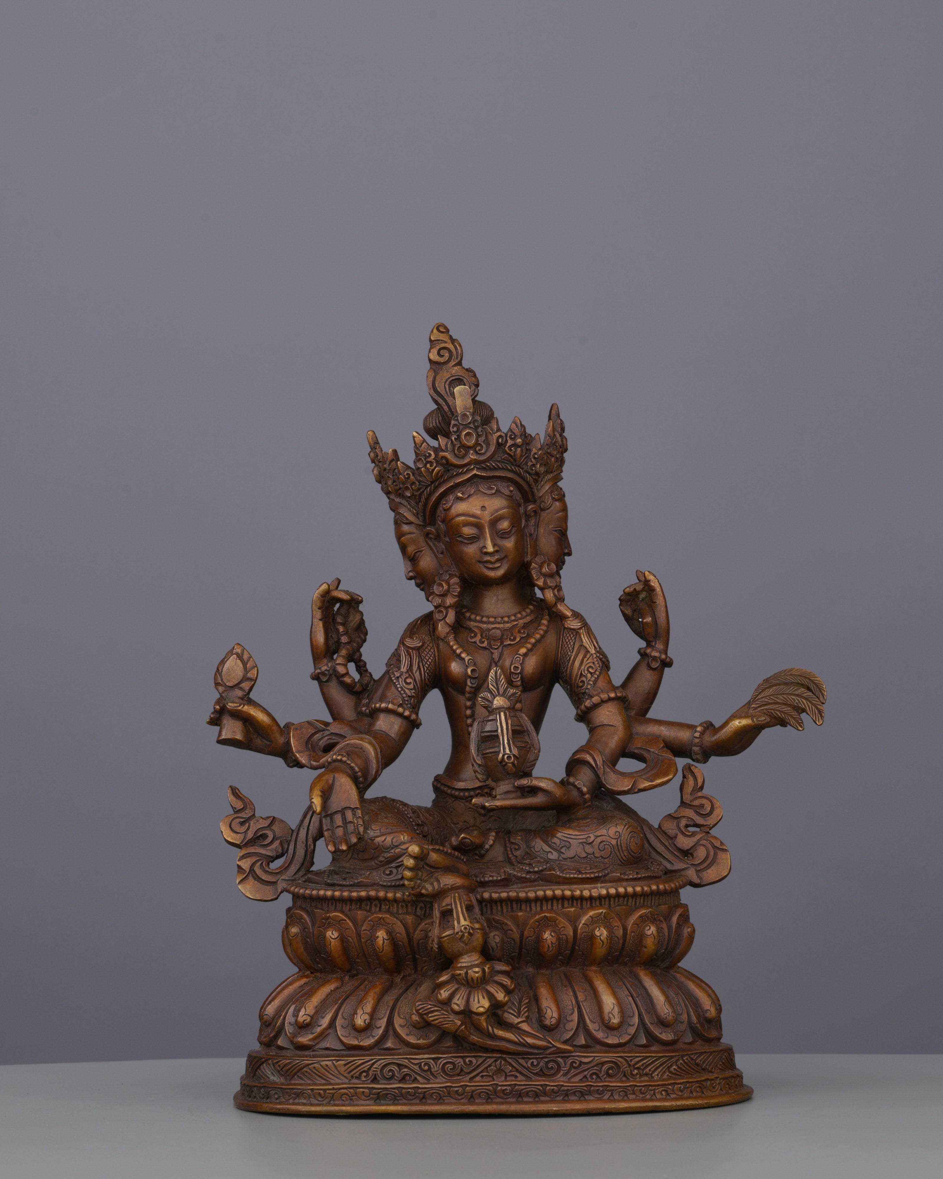 Abundance Goddess | Stunning Oxidized Six-Armed Vasudhara Statue