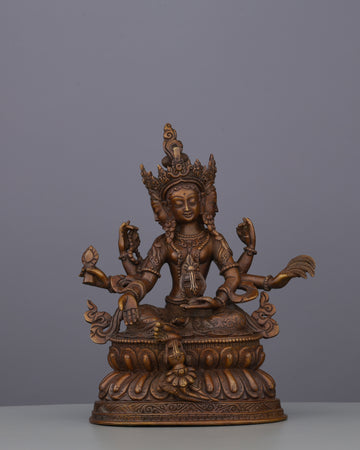 Abundance Goddess | Stunning Oxidized Six-Armed Vasudhara Statue