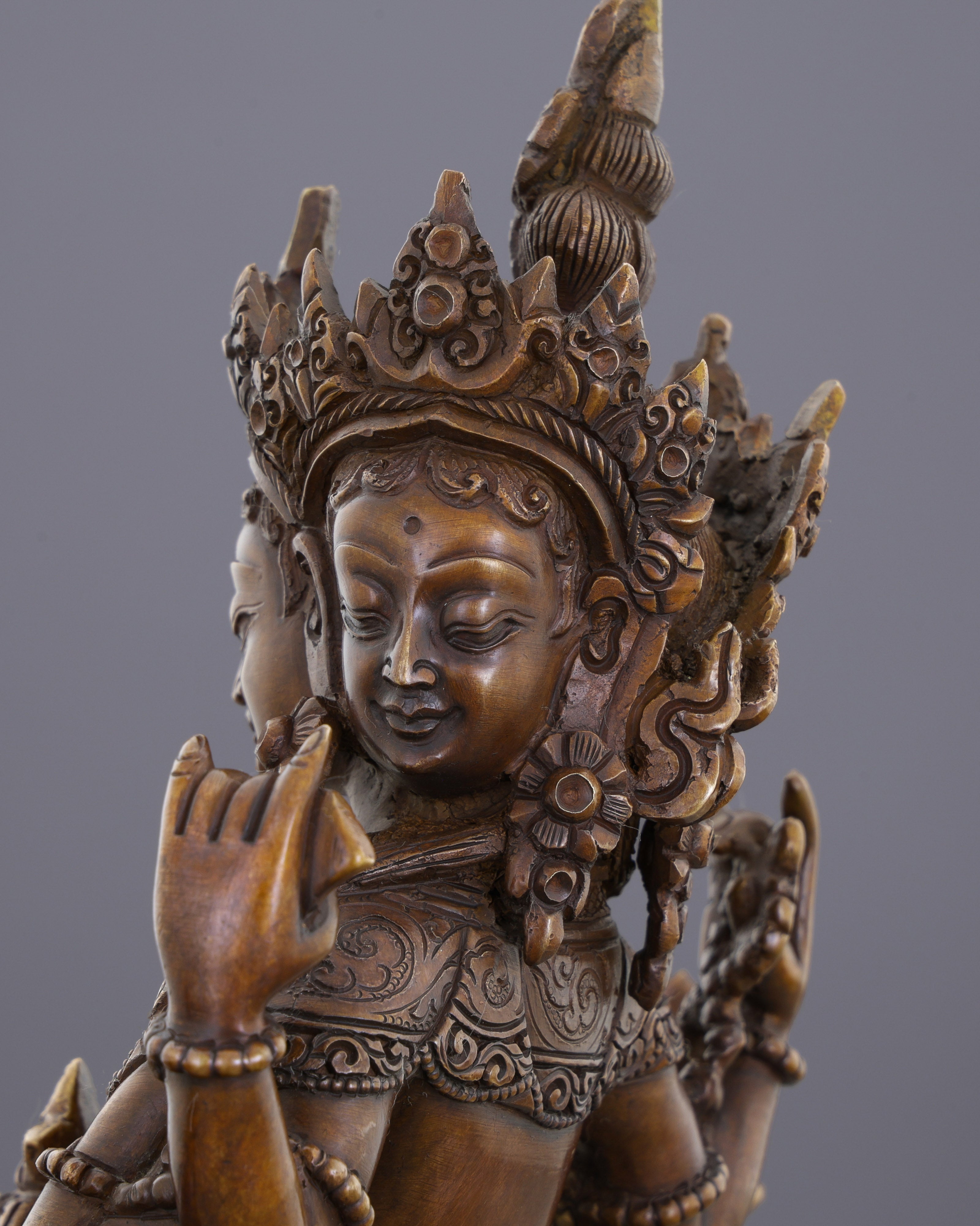Abundance Goddess | Stunning Oxidized Six-Armed Vasudhara Statue