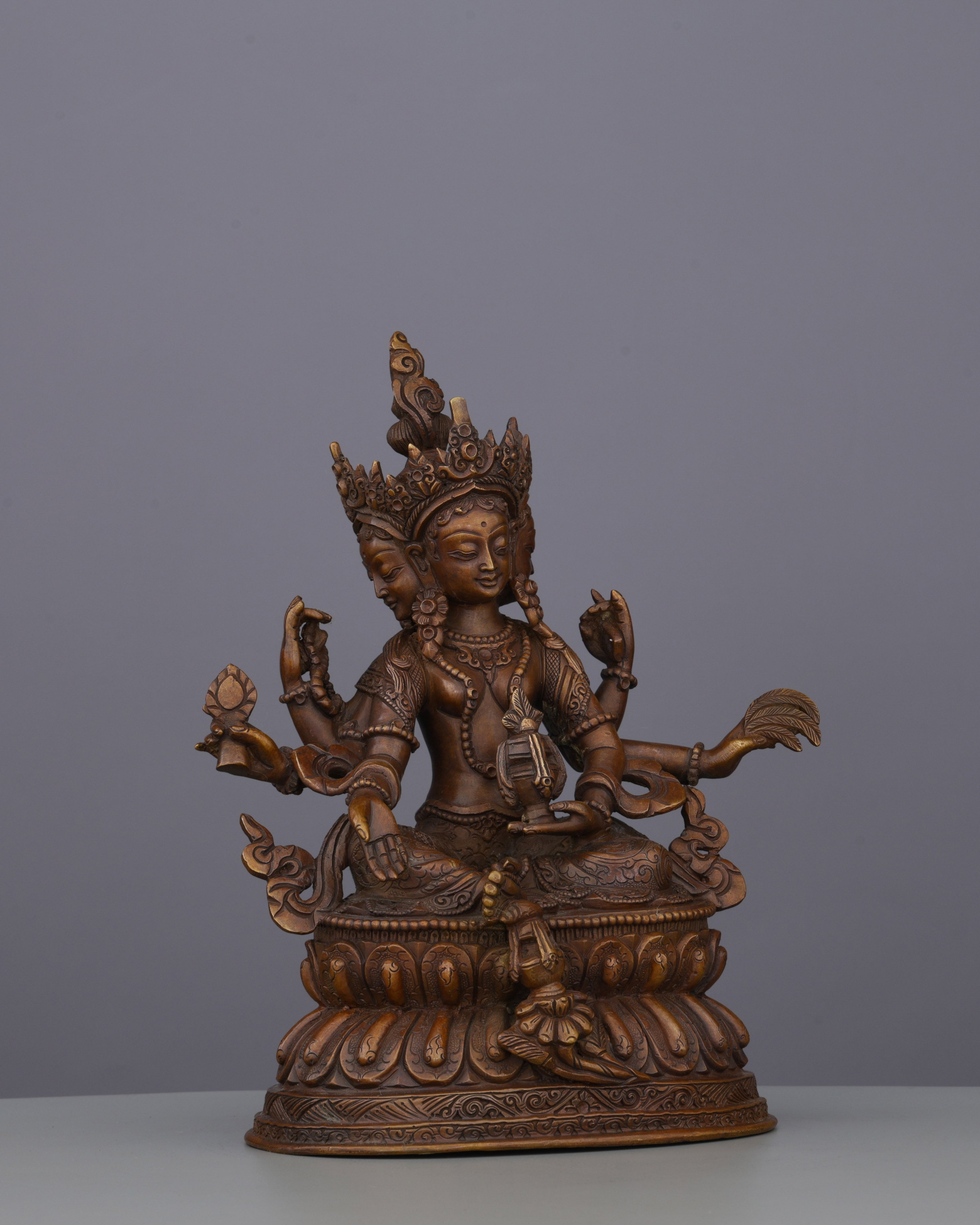 Abundance Goddess | Stunning Oxidized Six-Armed Vasudhara Statue