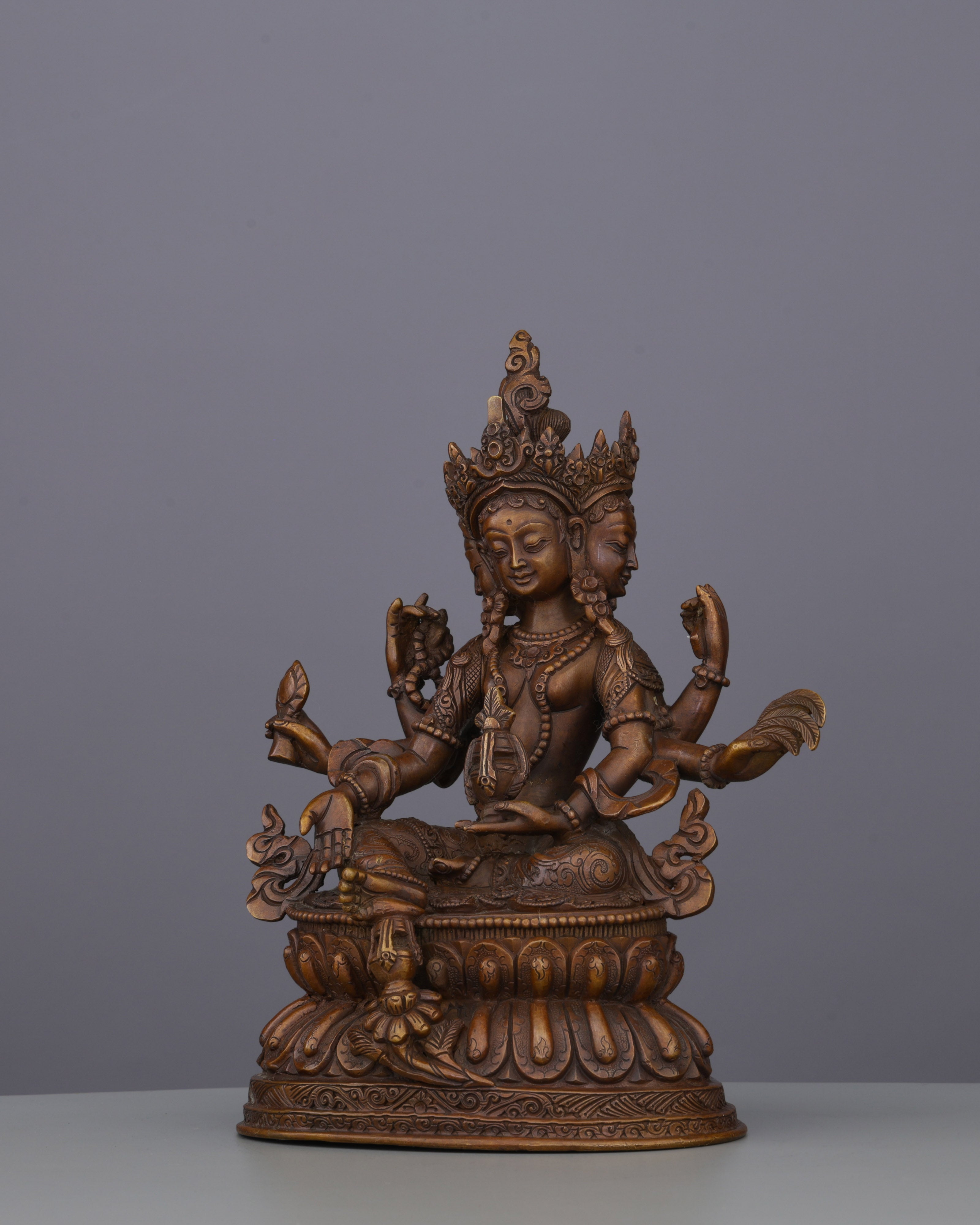 Abundance Goddess | Stunning Oxidized Six-Armed Vasudhara Statue