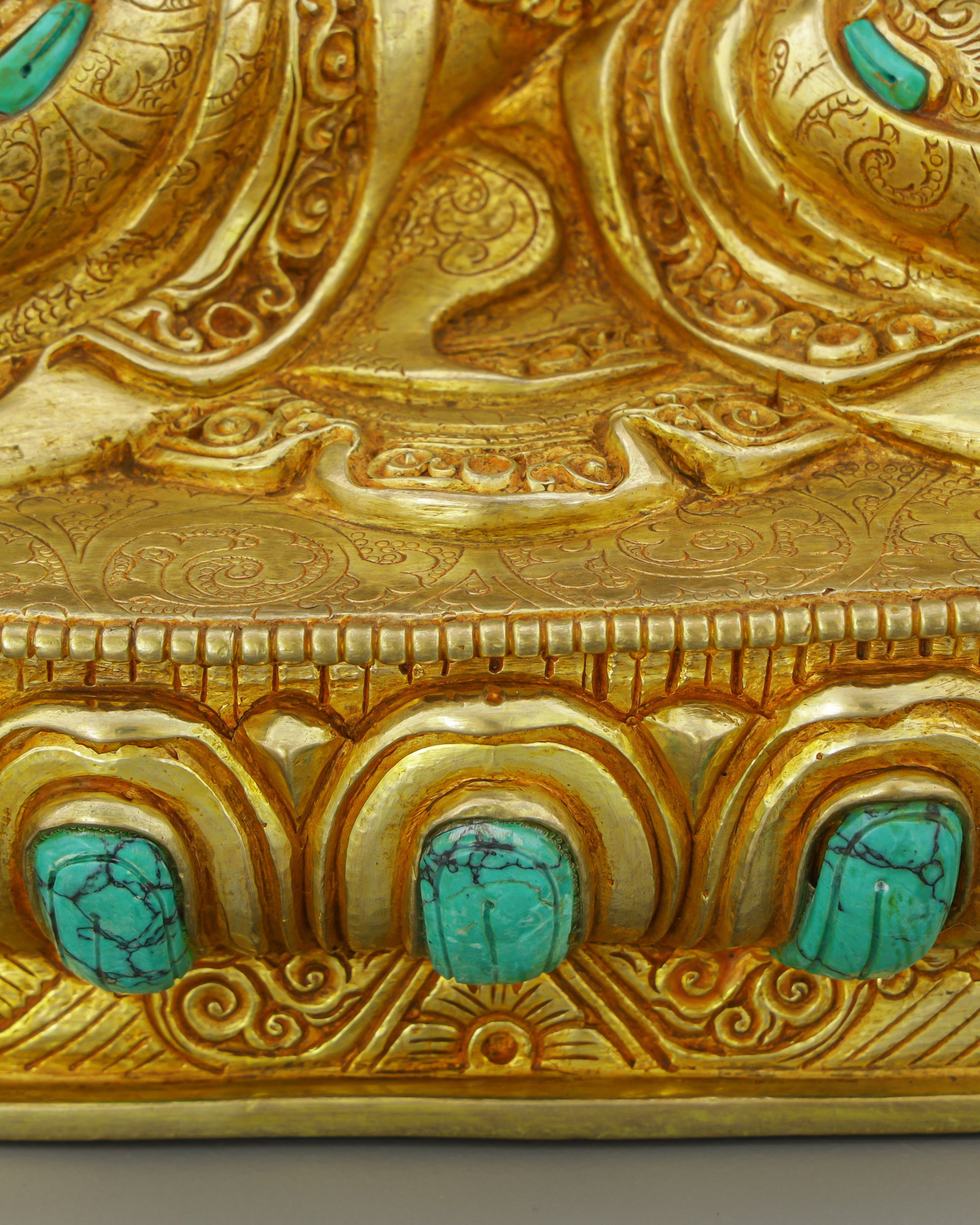 Chengresi Statue | Four-Armed Compassion Buddha in Radiant Gold - Authentic Handcrafted Statue