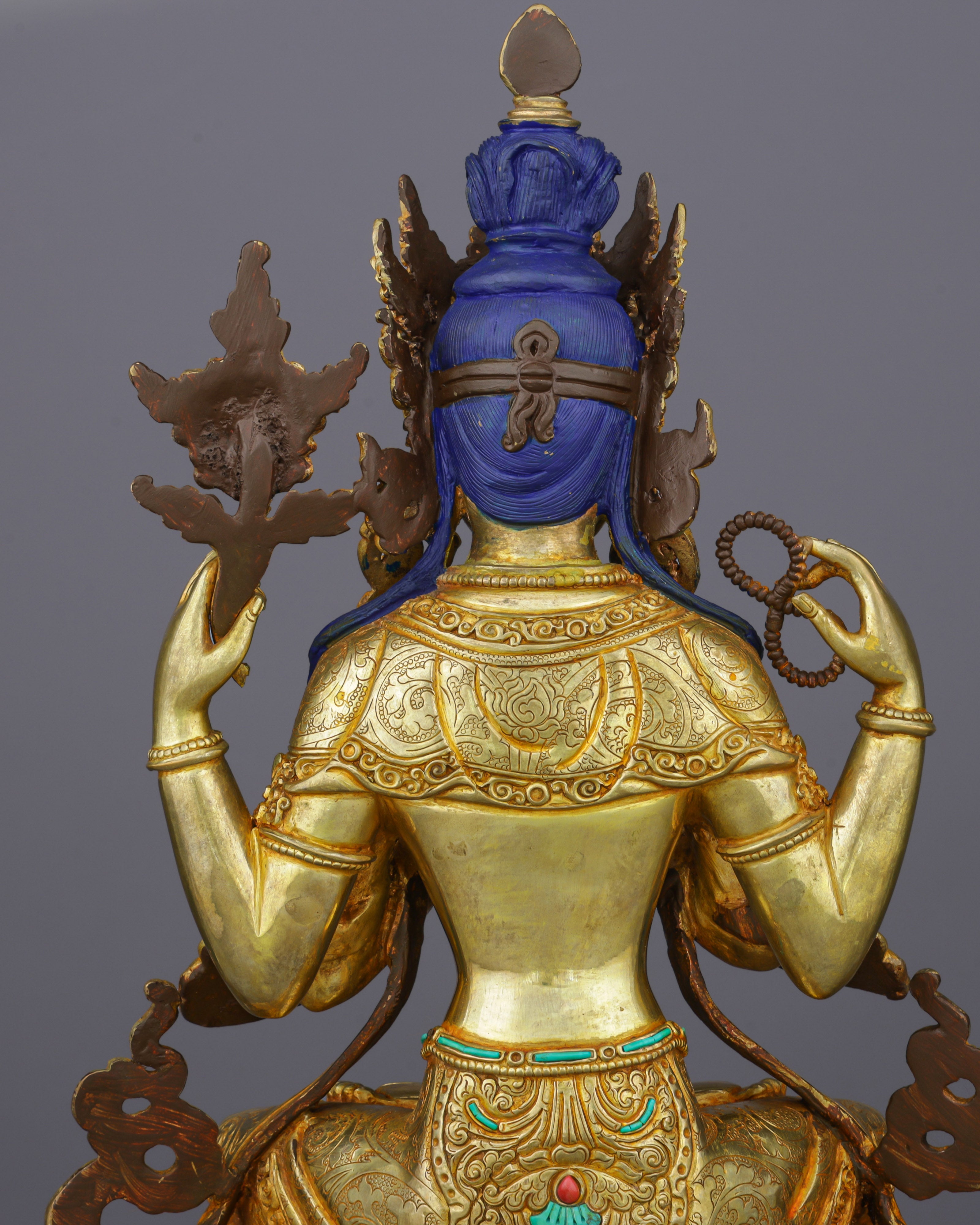 Chengresi Statue | Four-Armed Compassion Buddha in Radiant Gold