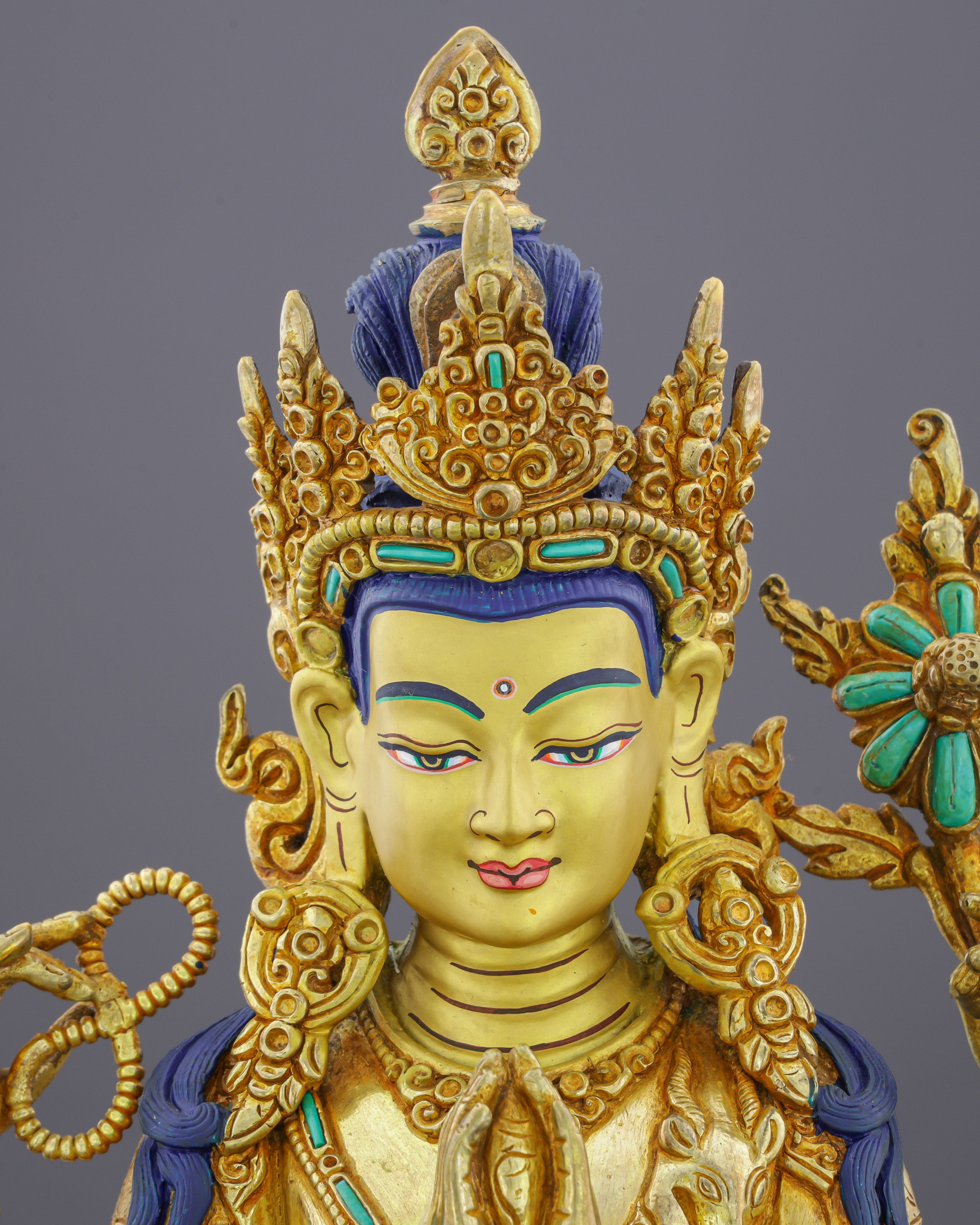 Chengresi Statue | Four-Armed Compassion Buddha in Radiant Gold