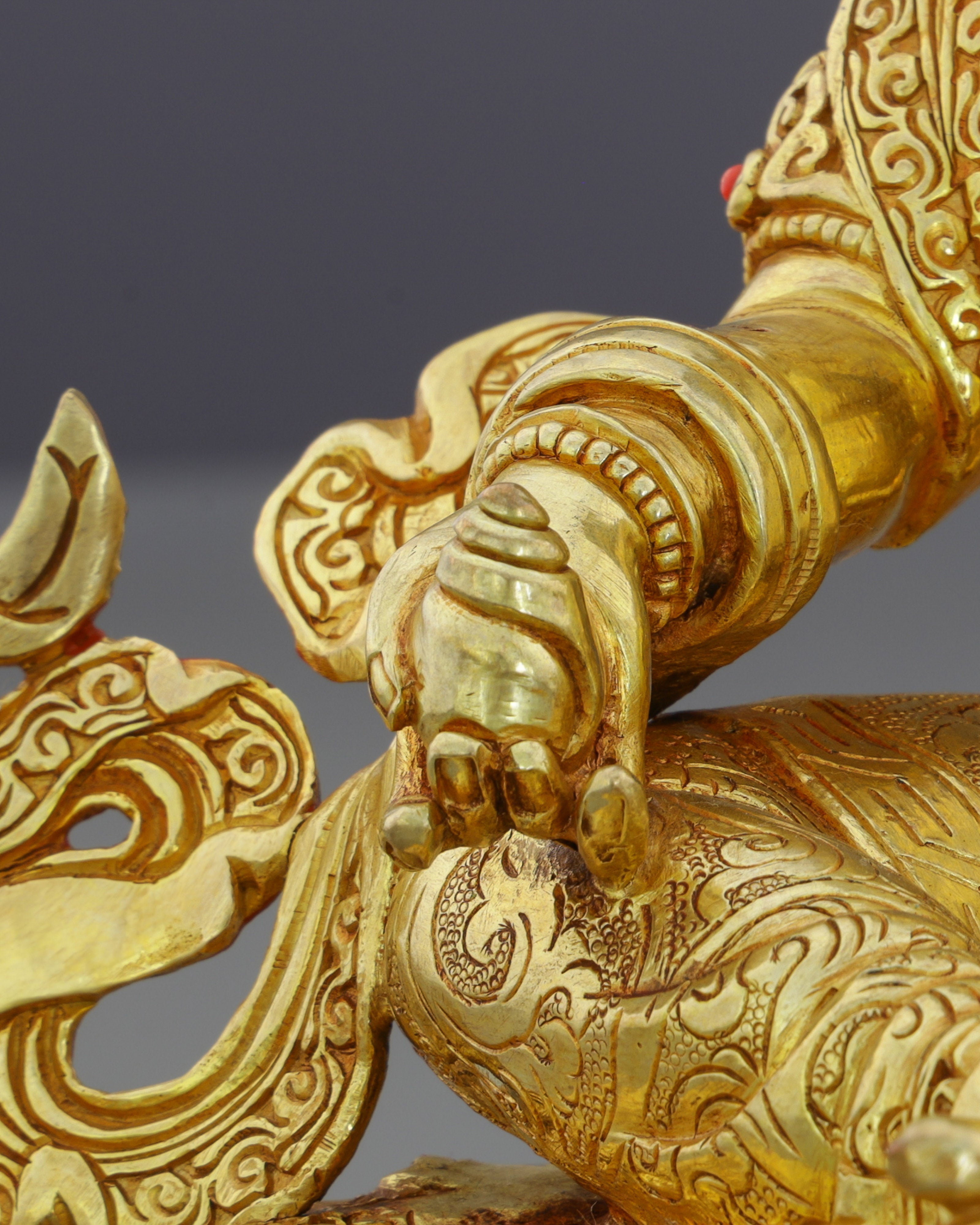 Golden Treasure Guardian | Handcrafted Nepalese Dzambhala Statue