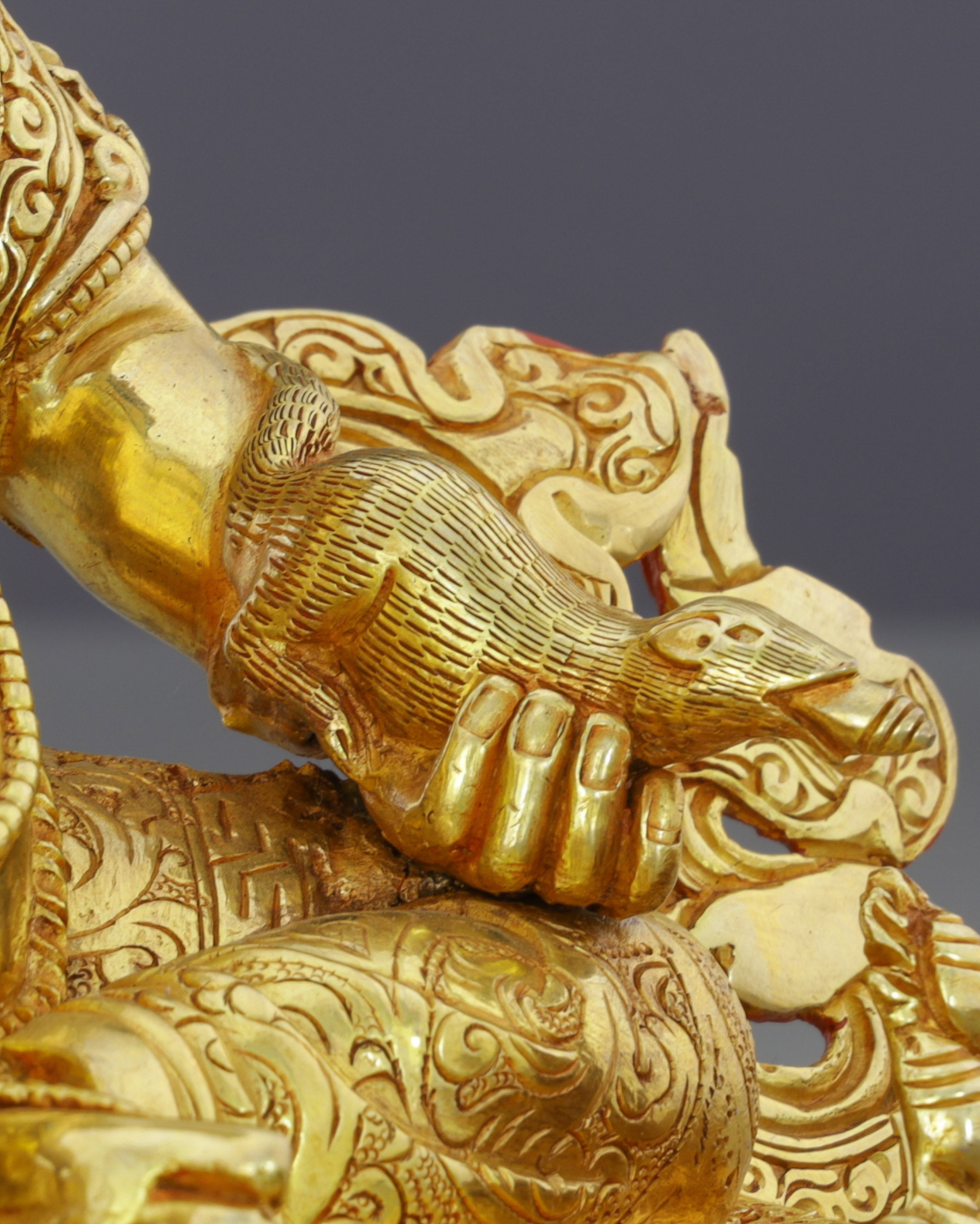 Golden Treasure Guardian | Handcrafted Nepalese Dzambhala Statue