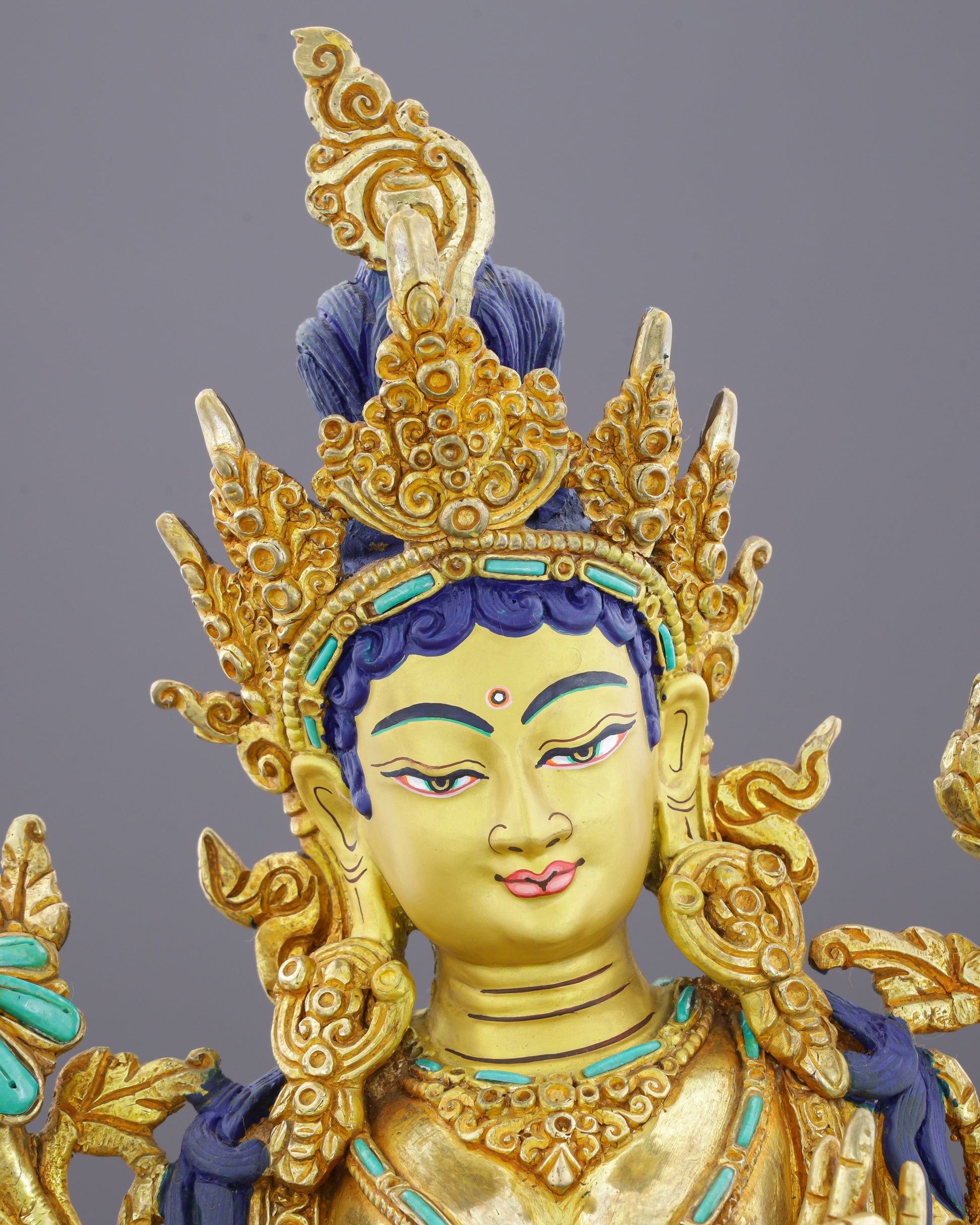 Green Tara | Swift Liberator of Compassion in Golden Splendor - Authentic Handcrafted Statue