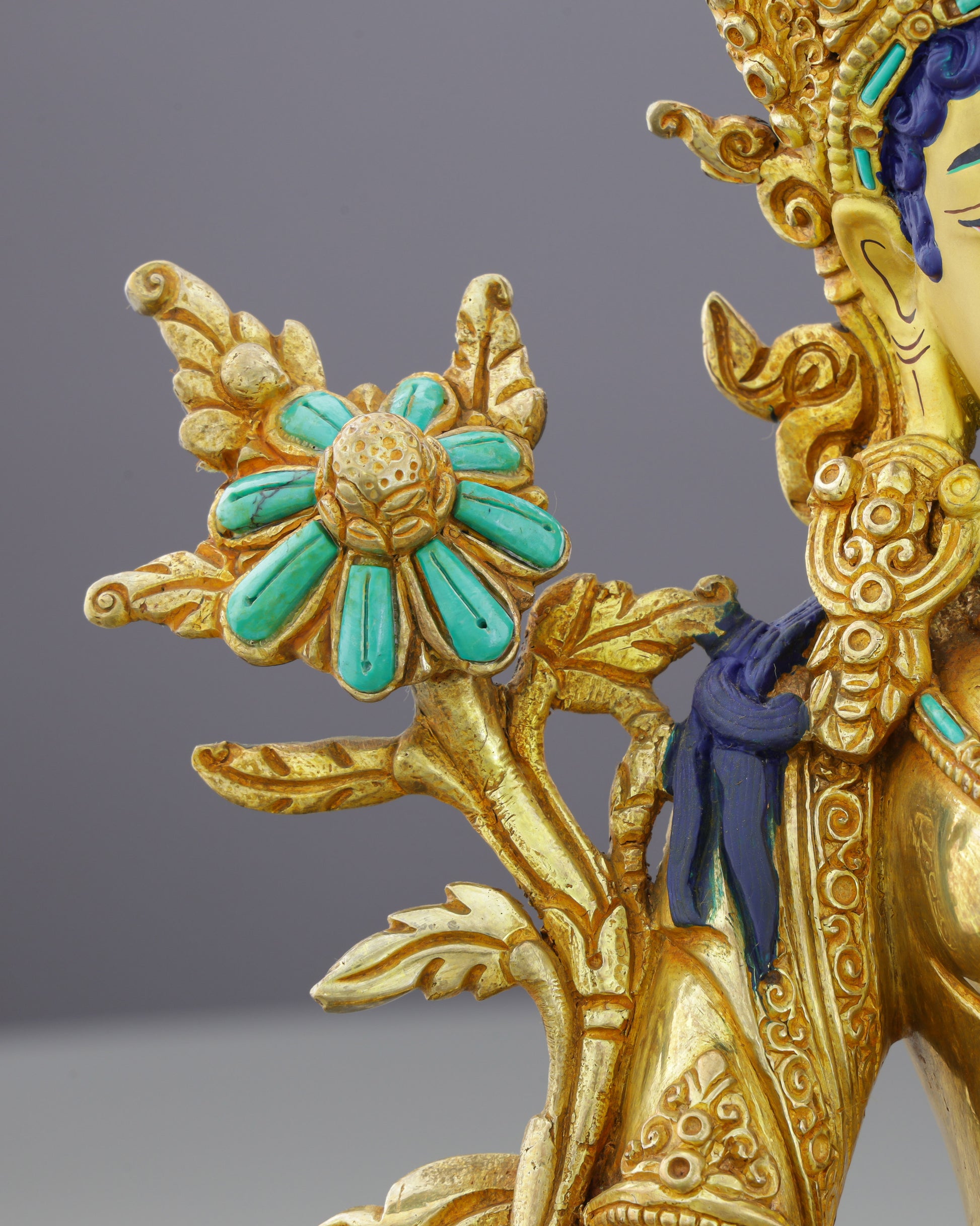 Green Tara | Swift Liberator of Compassion in Golden Splendor - Authentic Handcrafted Statue