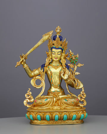 Manjushri | Bodhisattva of Transcendent Wisdom in Celestial Gold