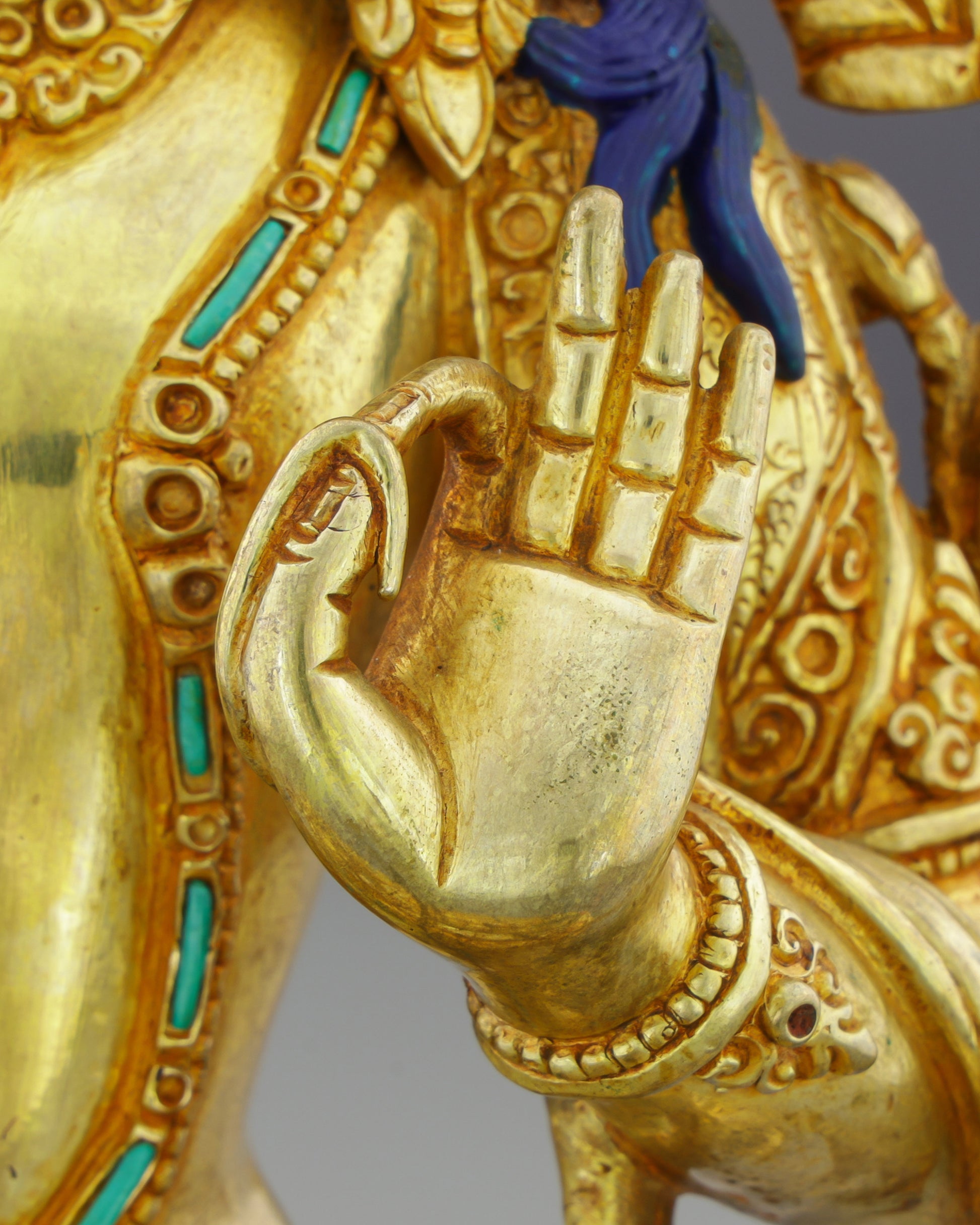 Manjushri | Bodhisattva of Transcendent Wisdom in Celestial Gold - Authentic Handcrafted Statue