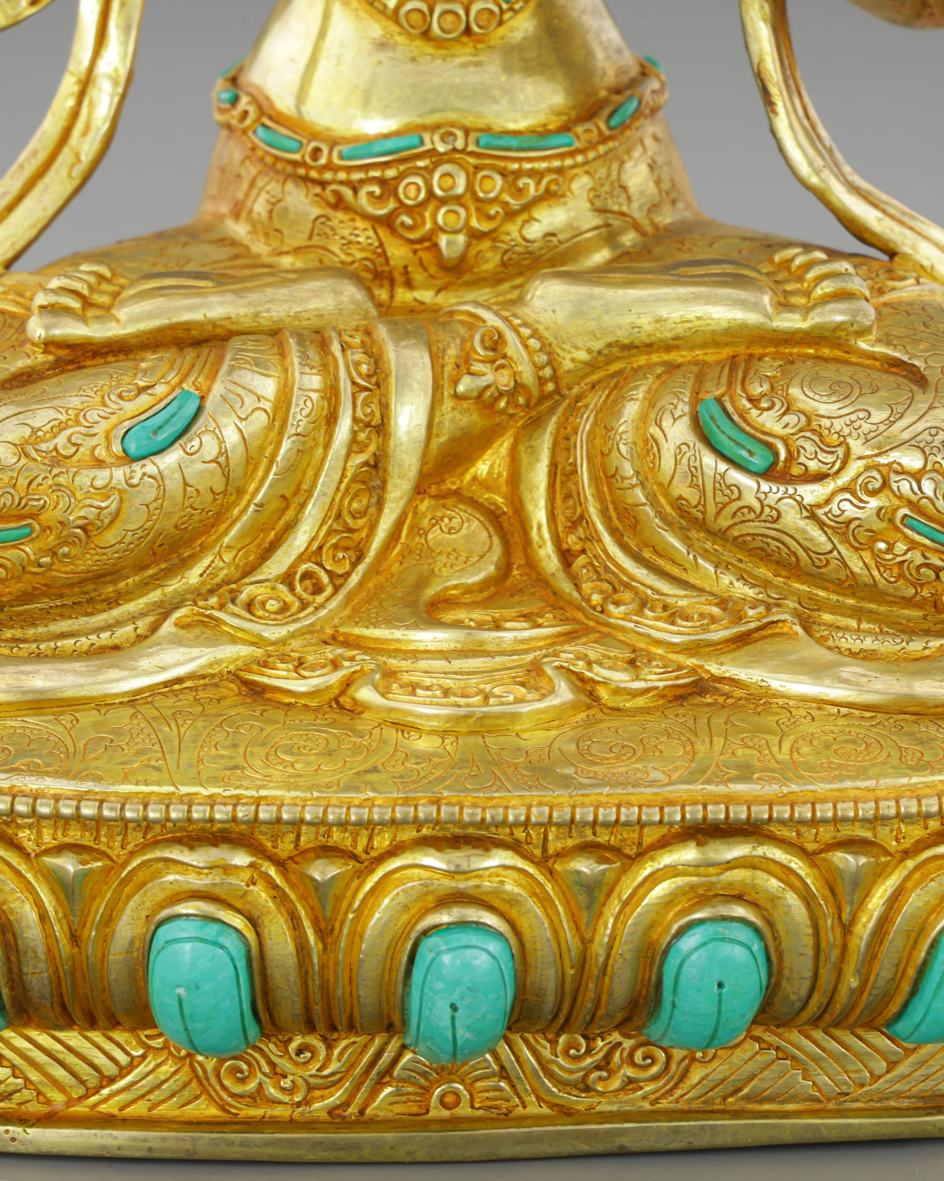 Manjushri | Bodhisattva of Transcendent Wisdom in Celestial Gold - Authentic Handcrafted Statue