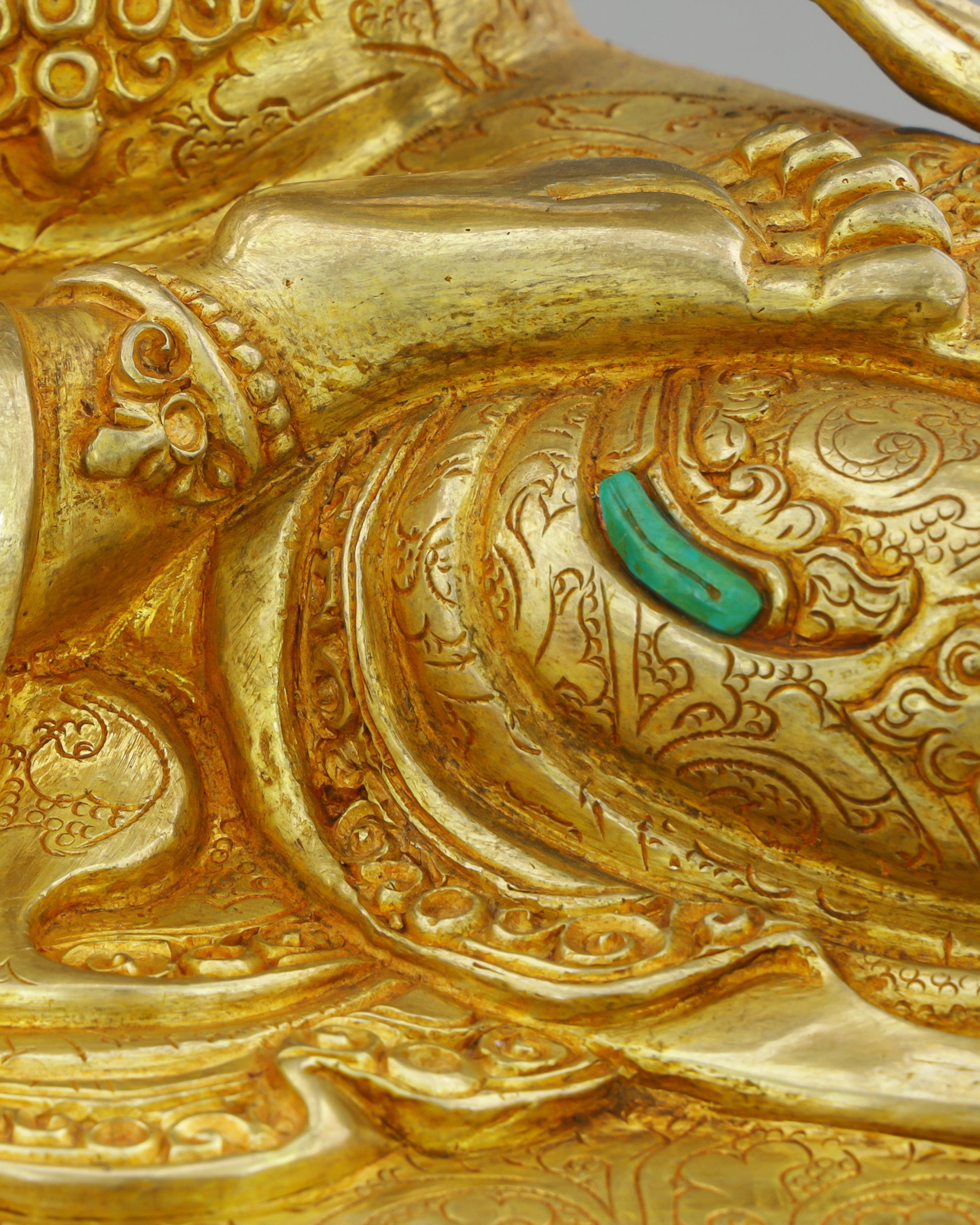 Manjushri | Bodhisattva of Transcendent Wisdom in Celestial Gold - Authentic Handcrafted Statue