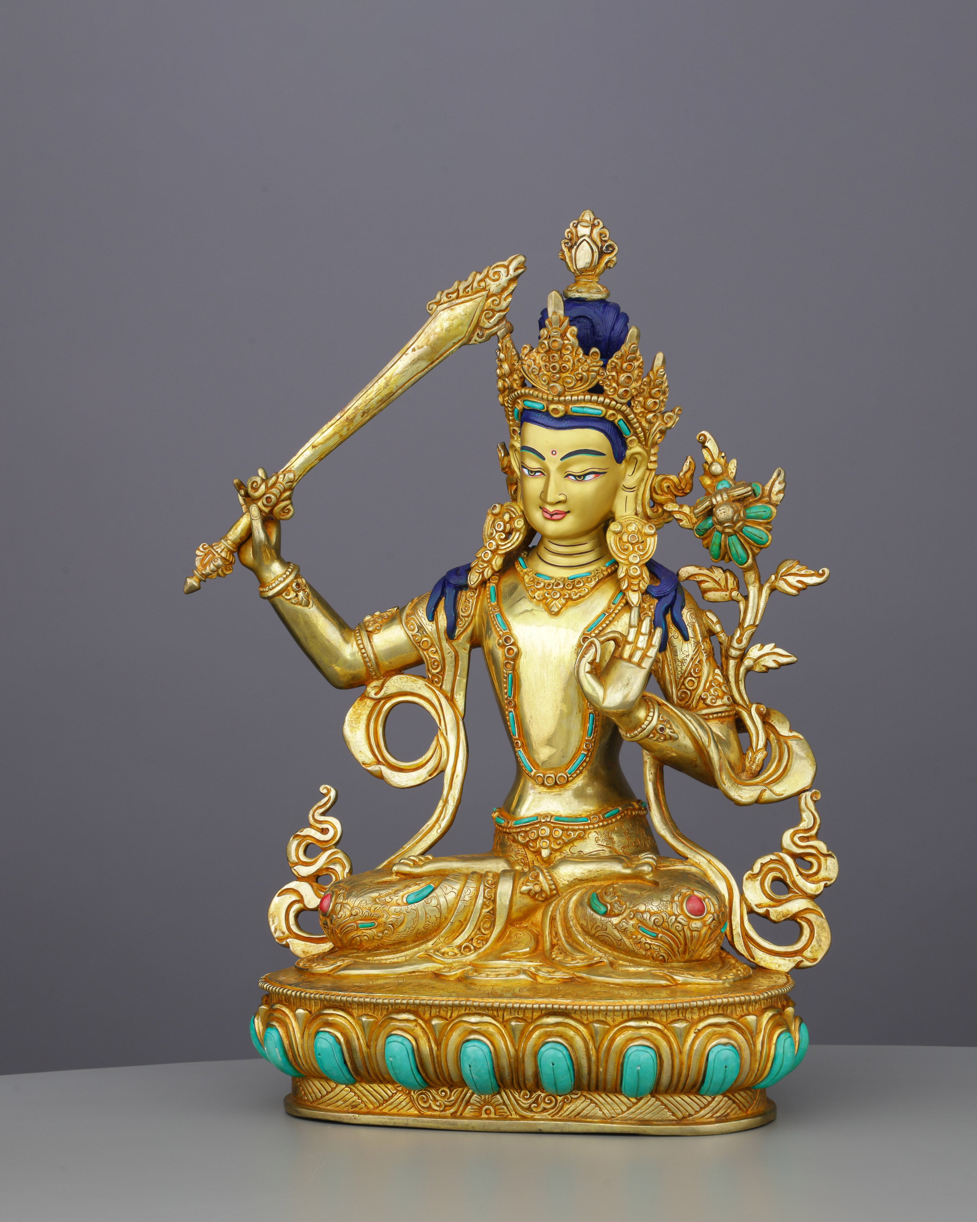 Manjushri | Bodhisattva of Transcendent Wisdom in Celestial Gold