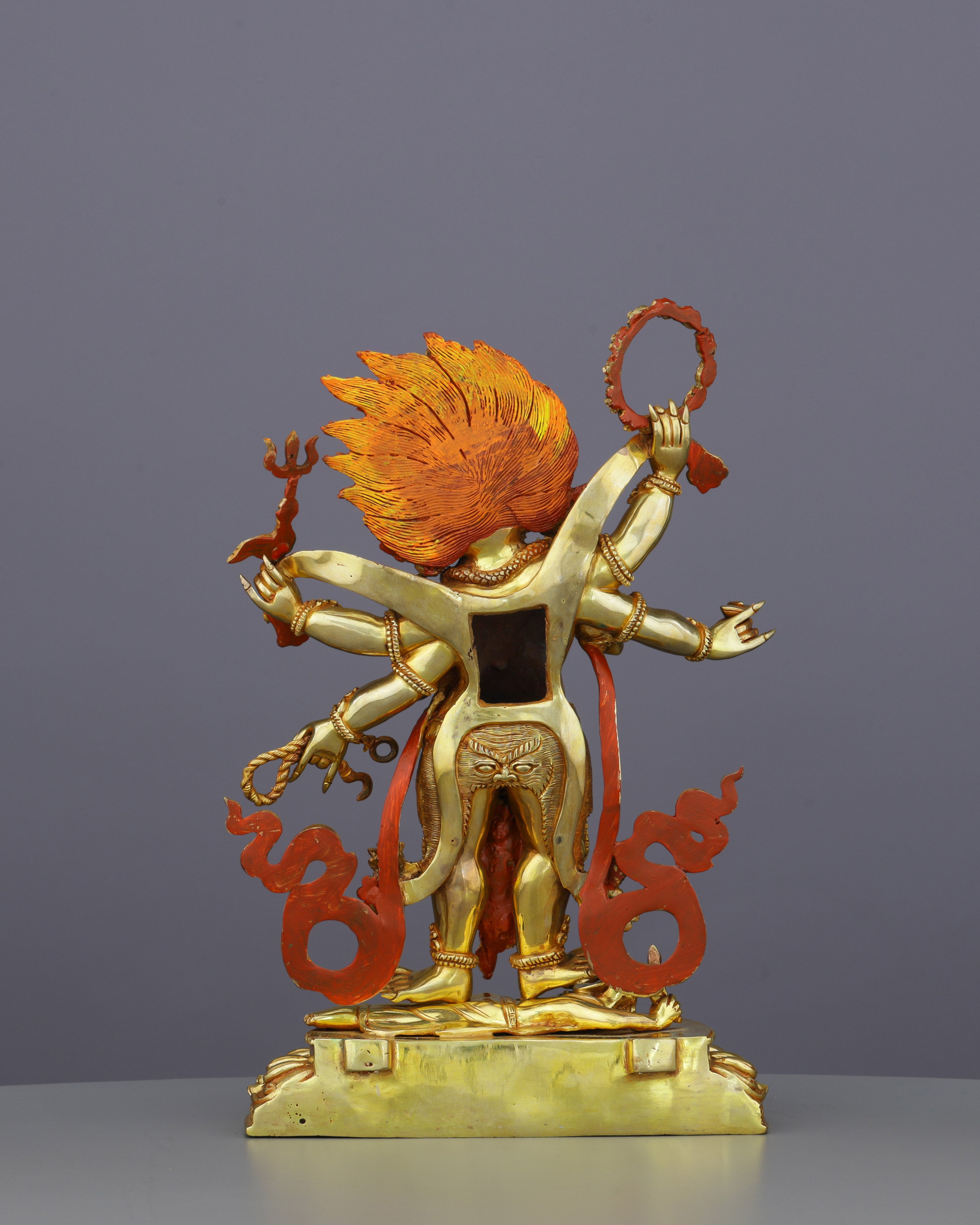 Fierce Compassion Embodied | Handcrafted Nepalese Six Armed White Mahakala Statue