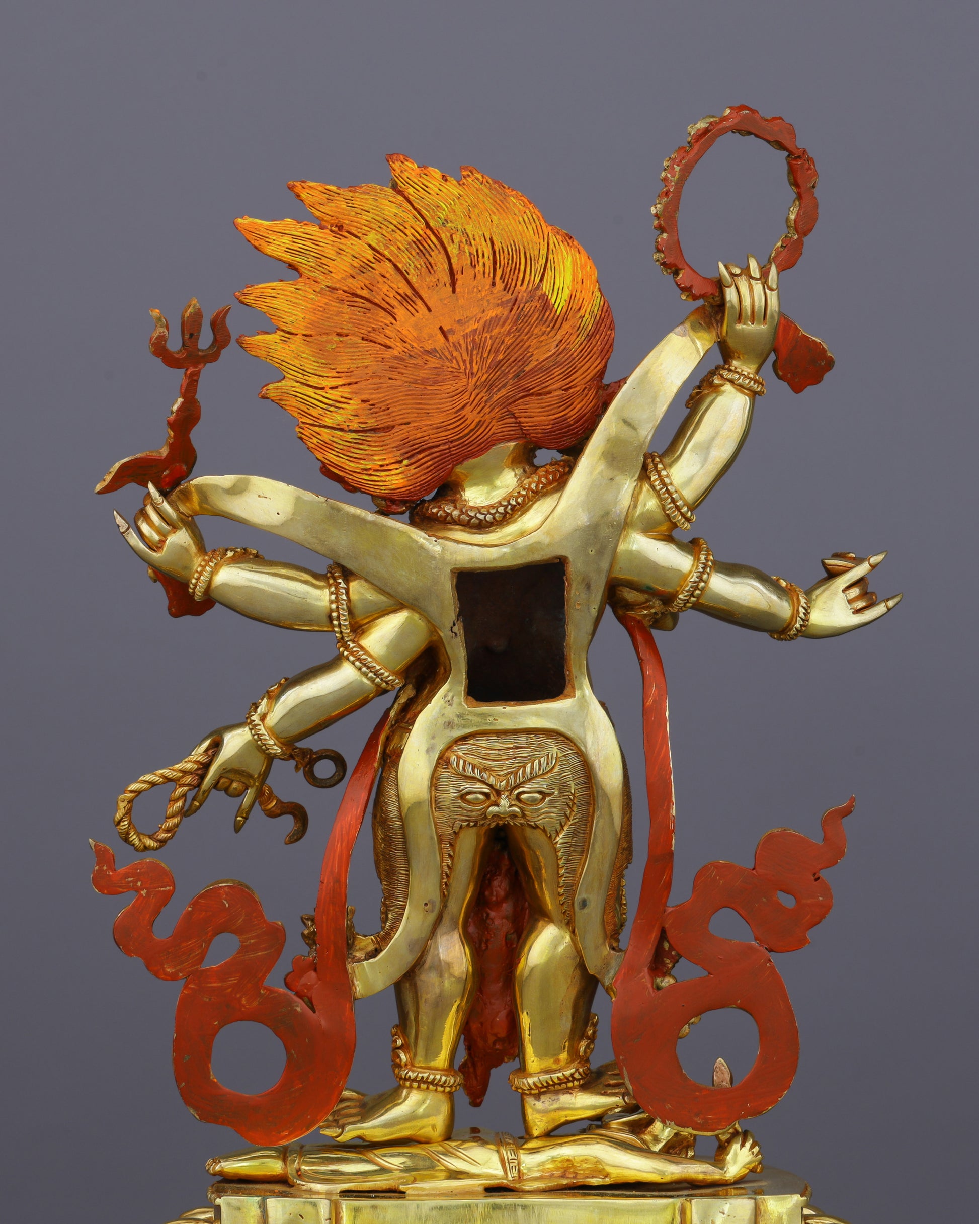 Fierce Compassion Embodied | Handcrafted Nepalese Six Armed White Mahakala Statue - Authentic Handcrafted Statue