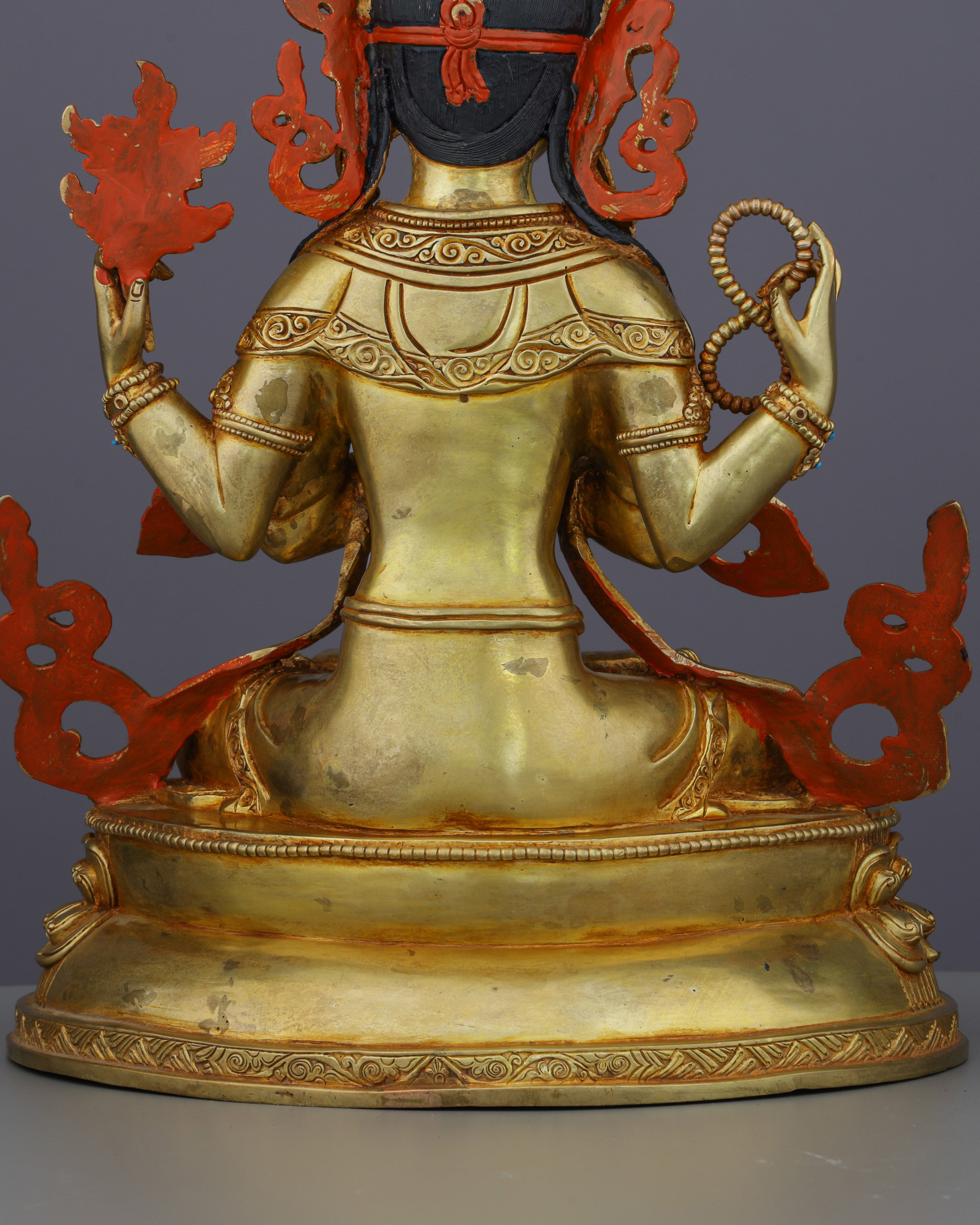 Exquisite 24K Gilded Chengresi Statue | Embodiment of Infinite Compassion