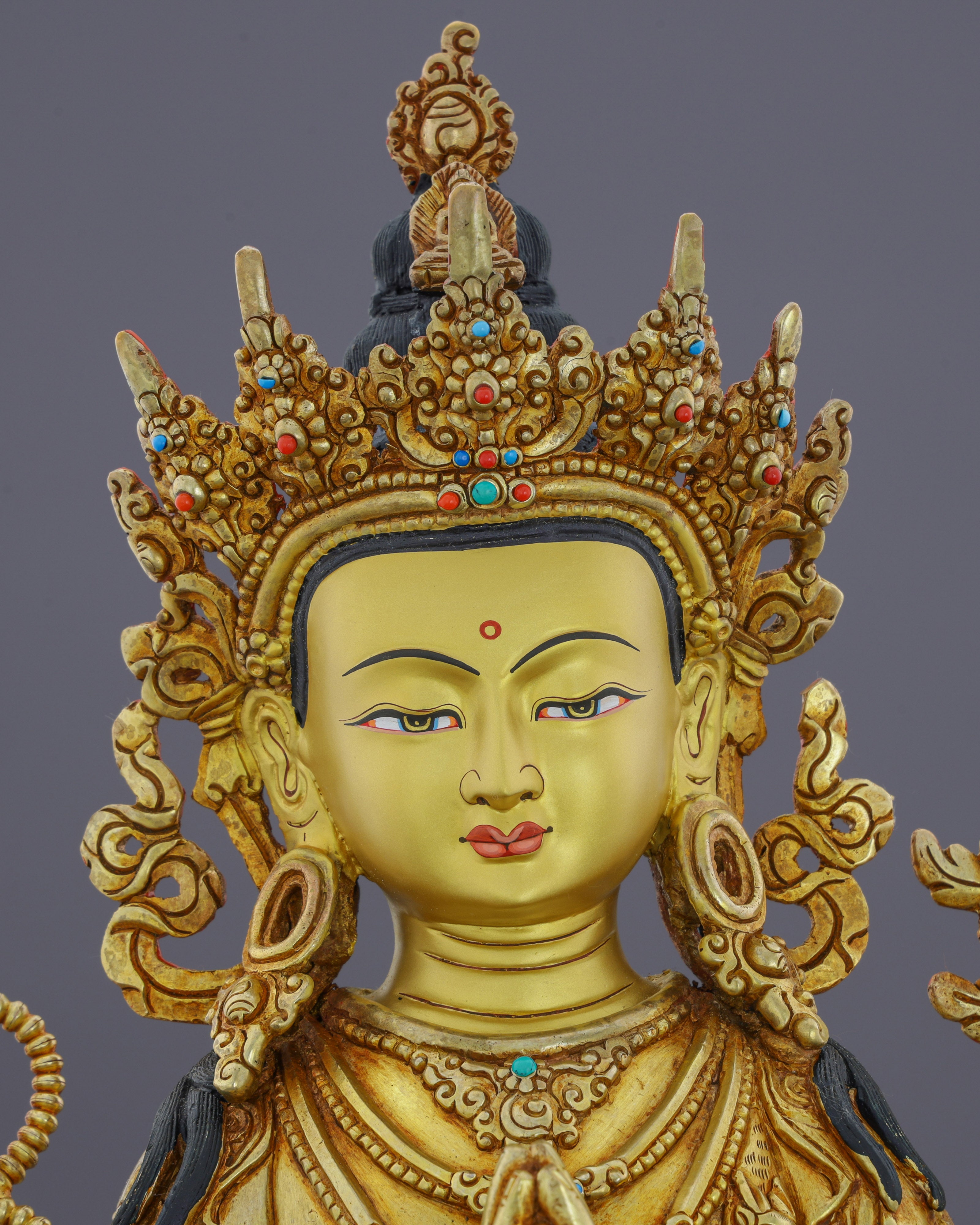 Exquisite 24K Gilded Chengresi Statue | Embodiment of Infinite Compassion