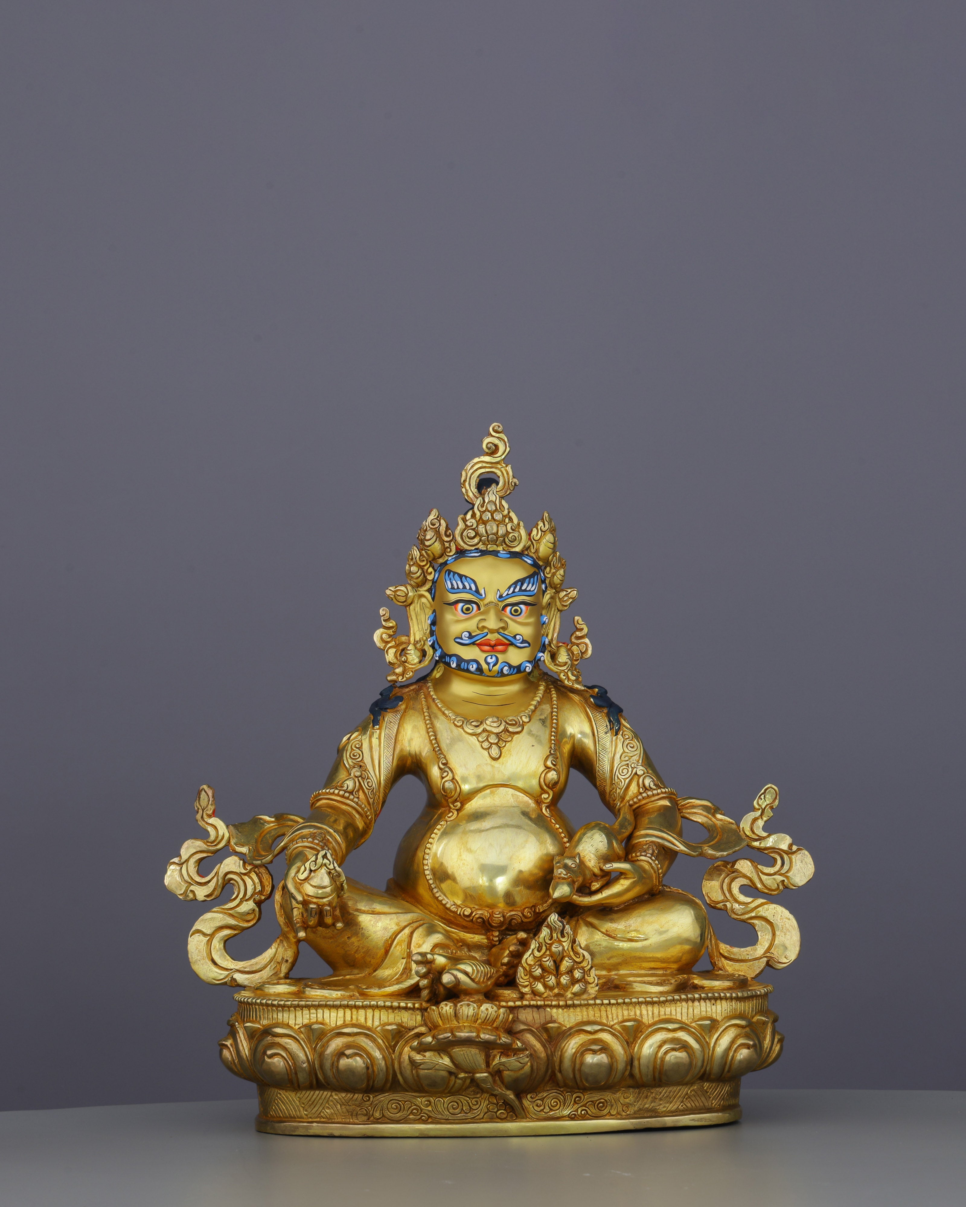 Masterful 24K Gilded Dzambhala Statue | Divine Wealth Deity