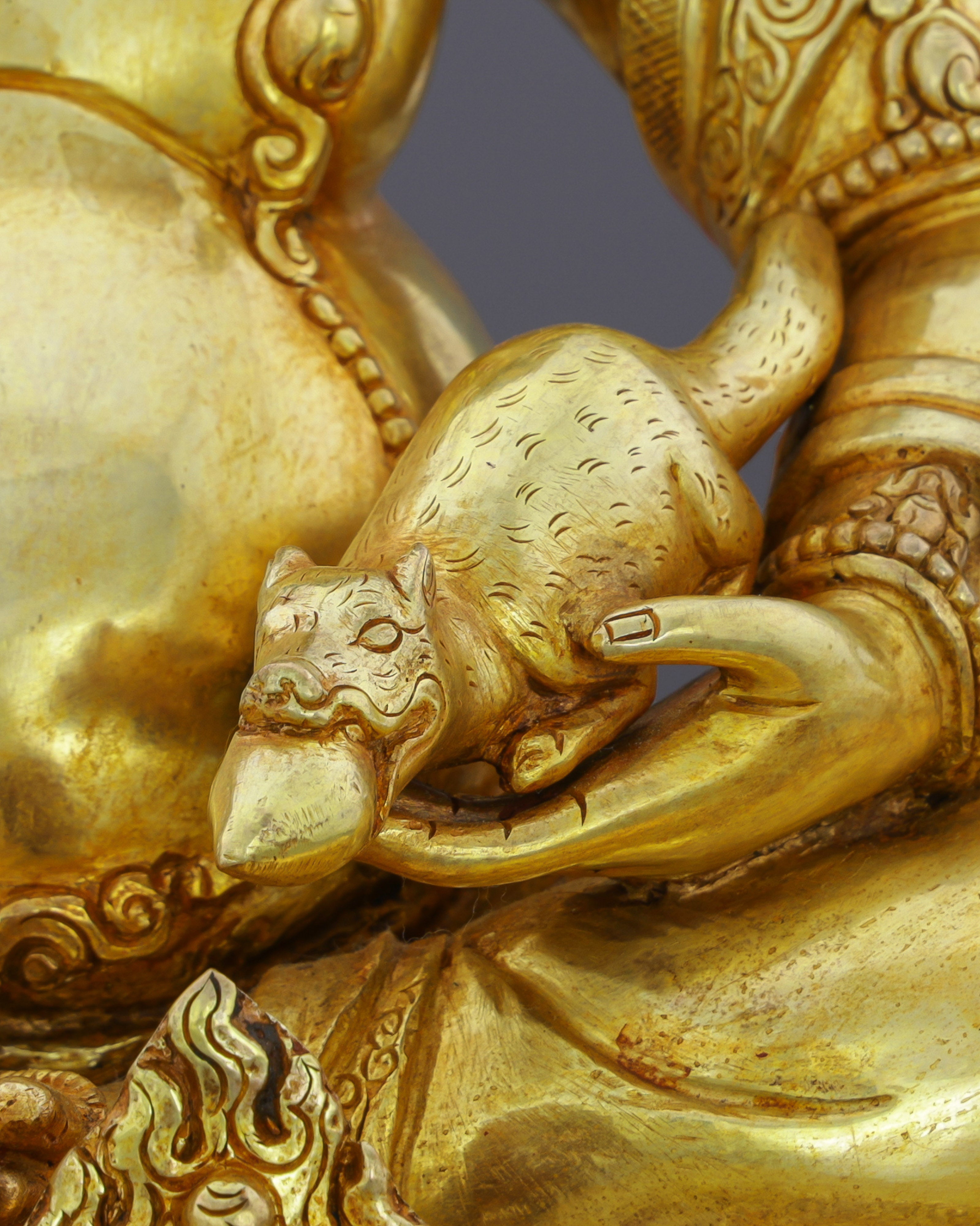 Masterful 24K Gilded Dzambhala Statue | Divine Wealth Deity