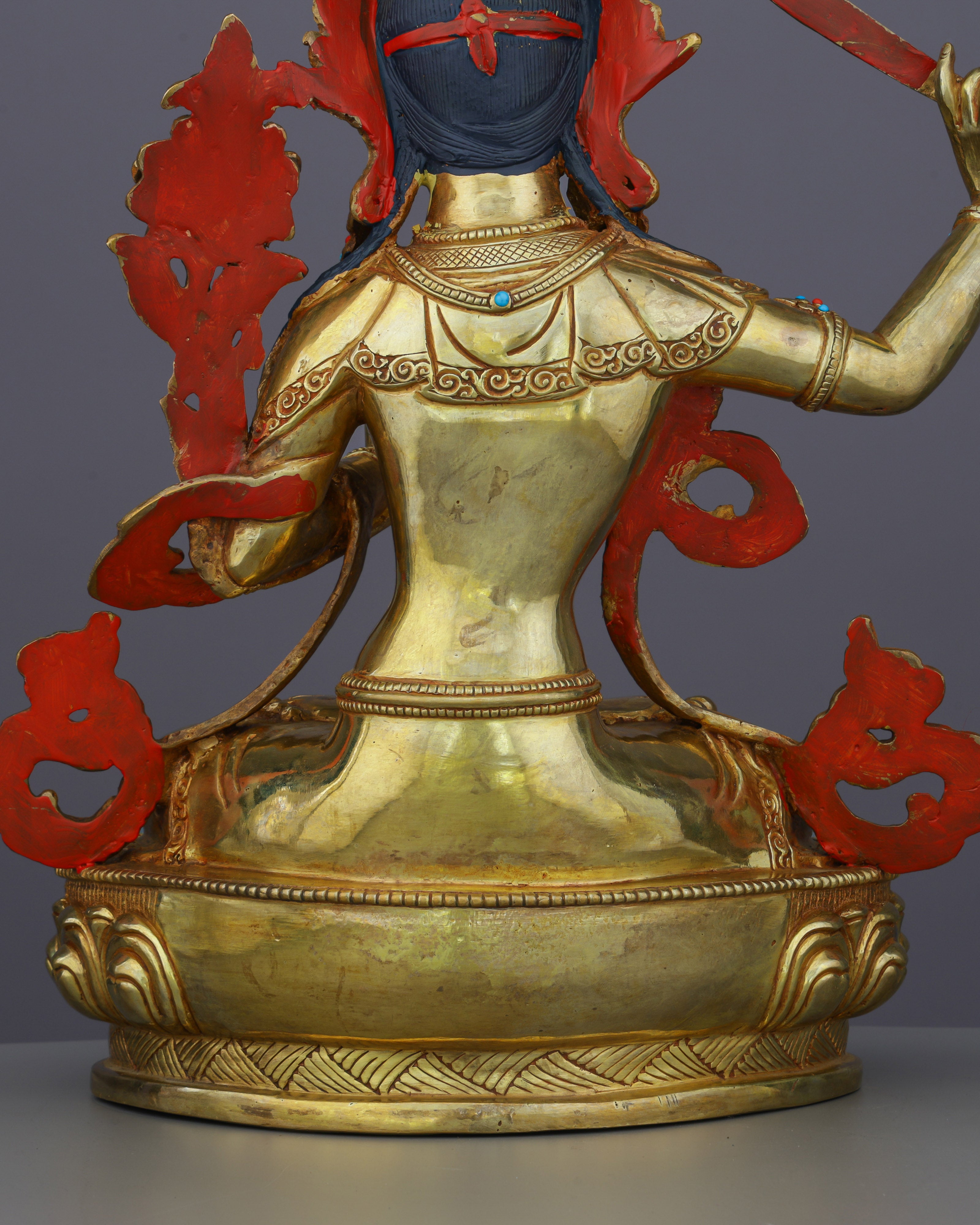 Sword of Enlightenment | Magnificent 24K Gilded Manjushri Statue