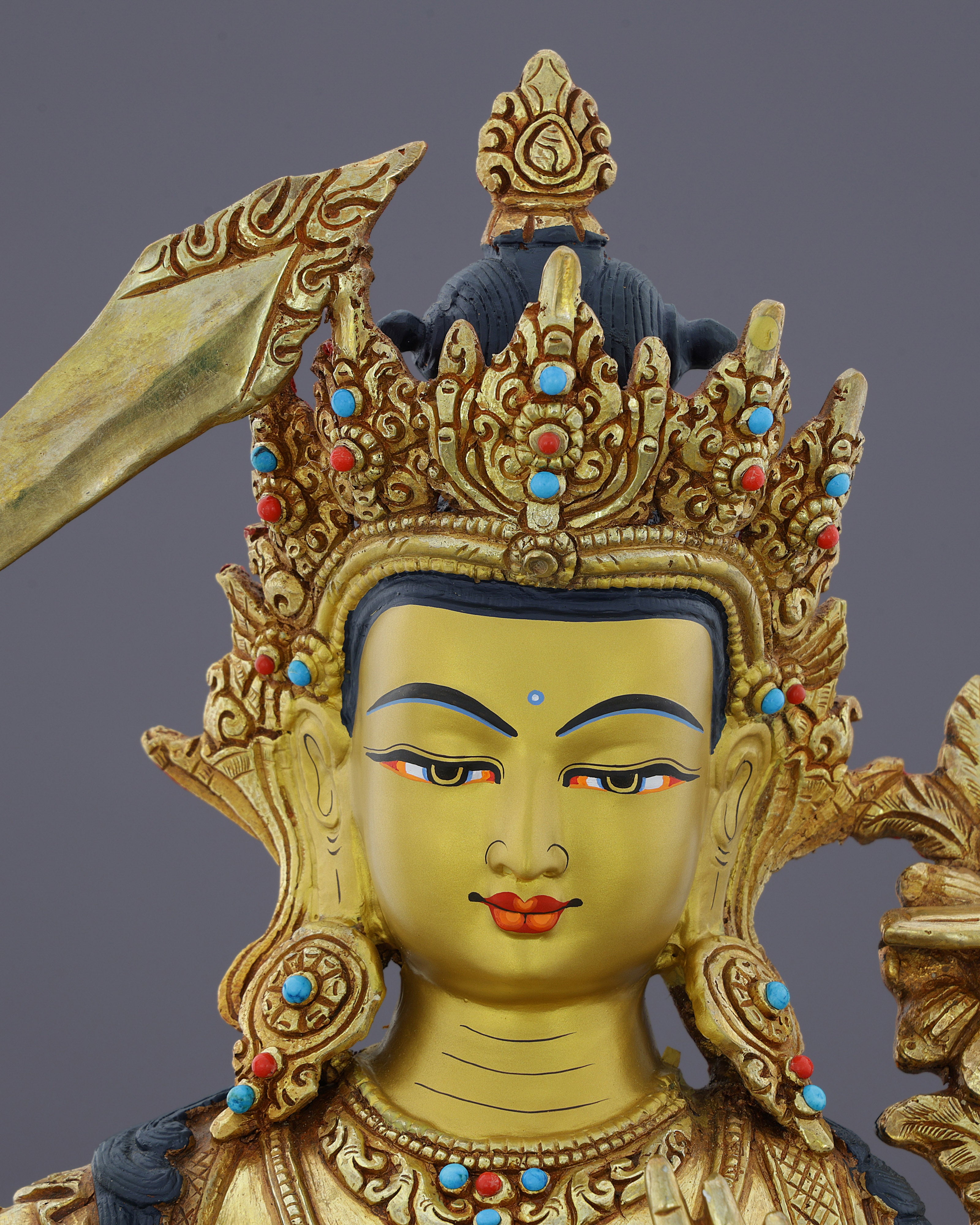 Sword of Enlightenment | Magnificent 24K Gilded Manjushri Statue