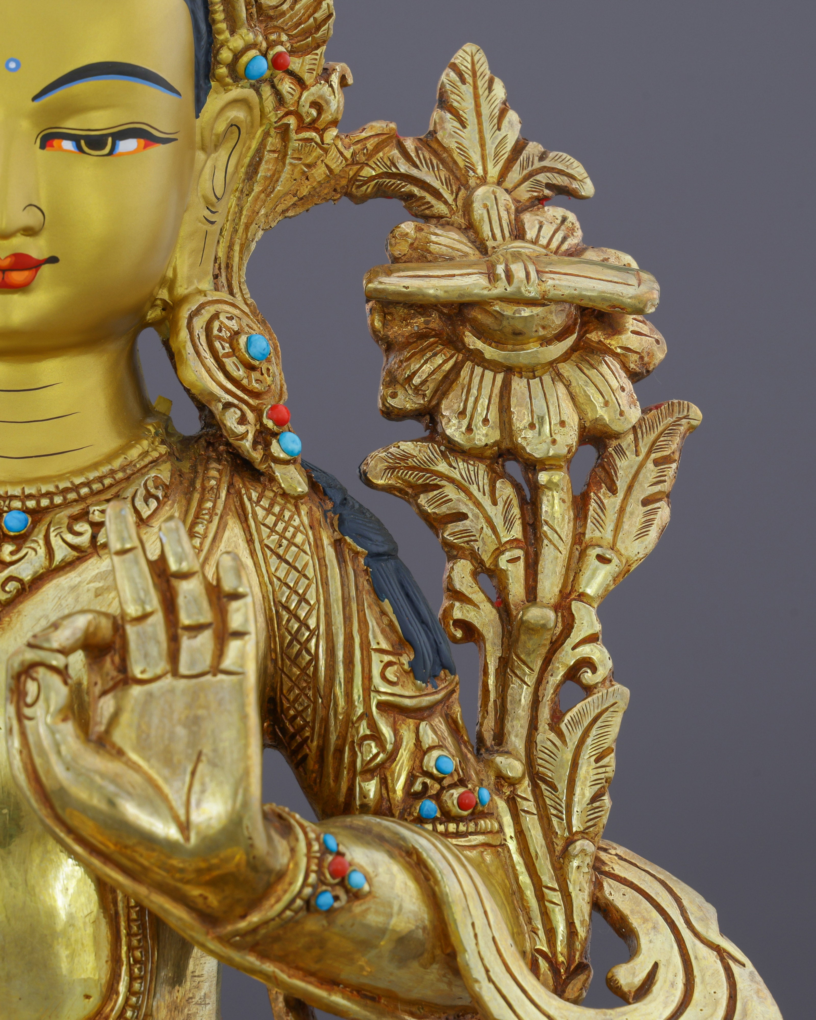 Sword of Enlightenment | Magnificent 24K Gilded Manjushri Statue