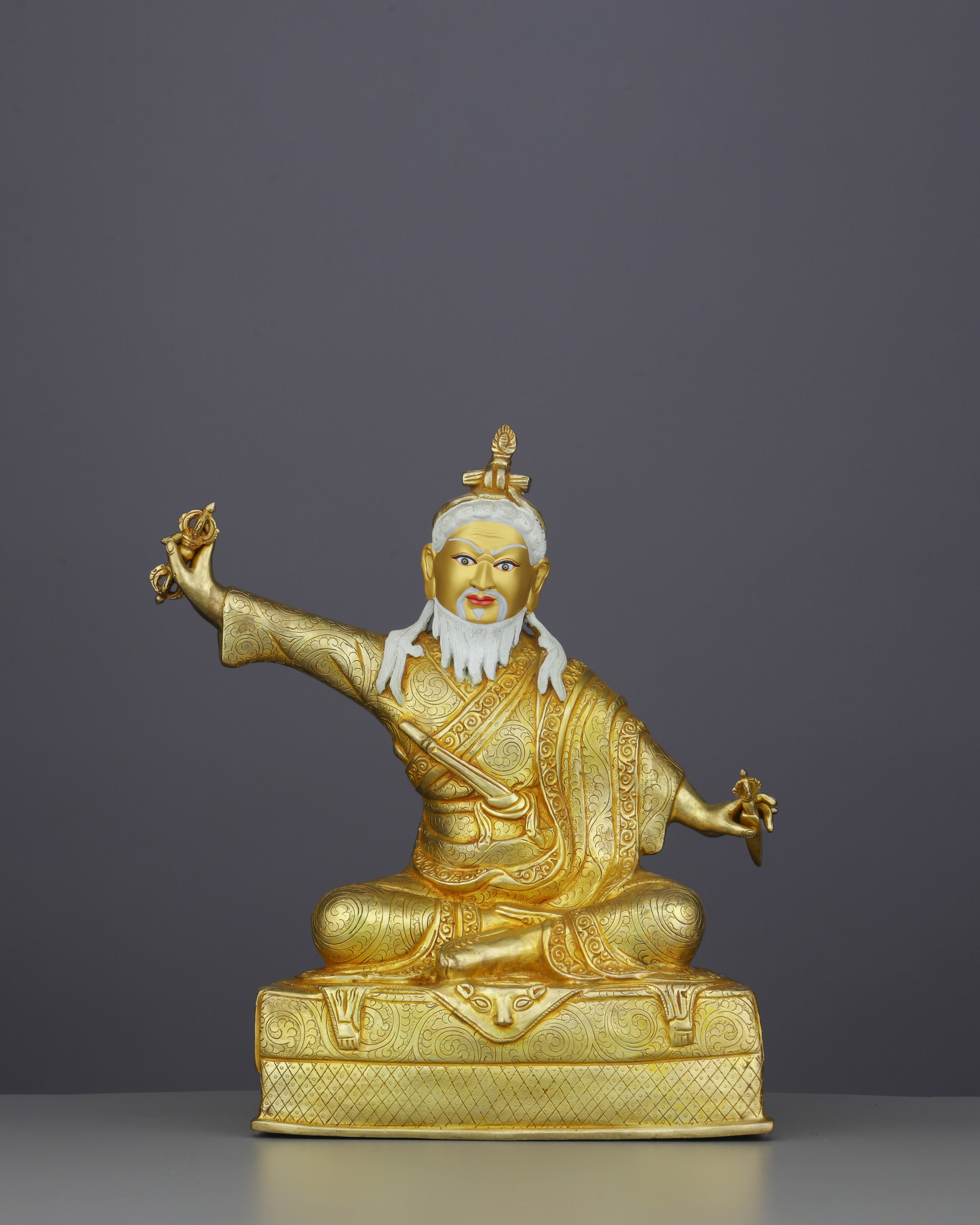 The Visionary Master | Exquisite 24K Gold Gilded Dudjom Lingpa Statue